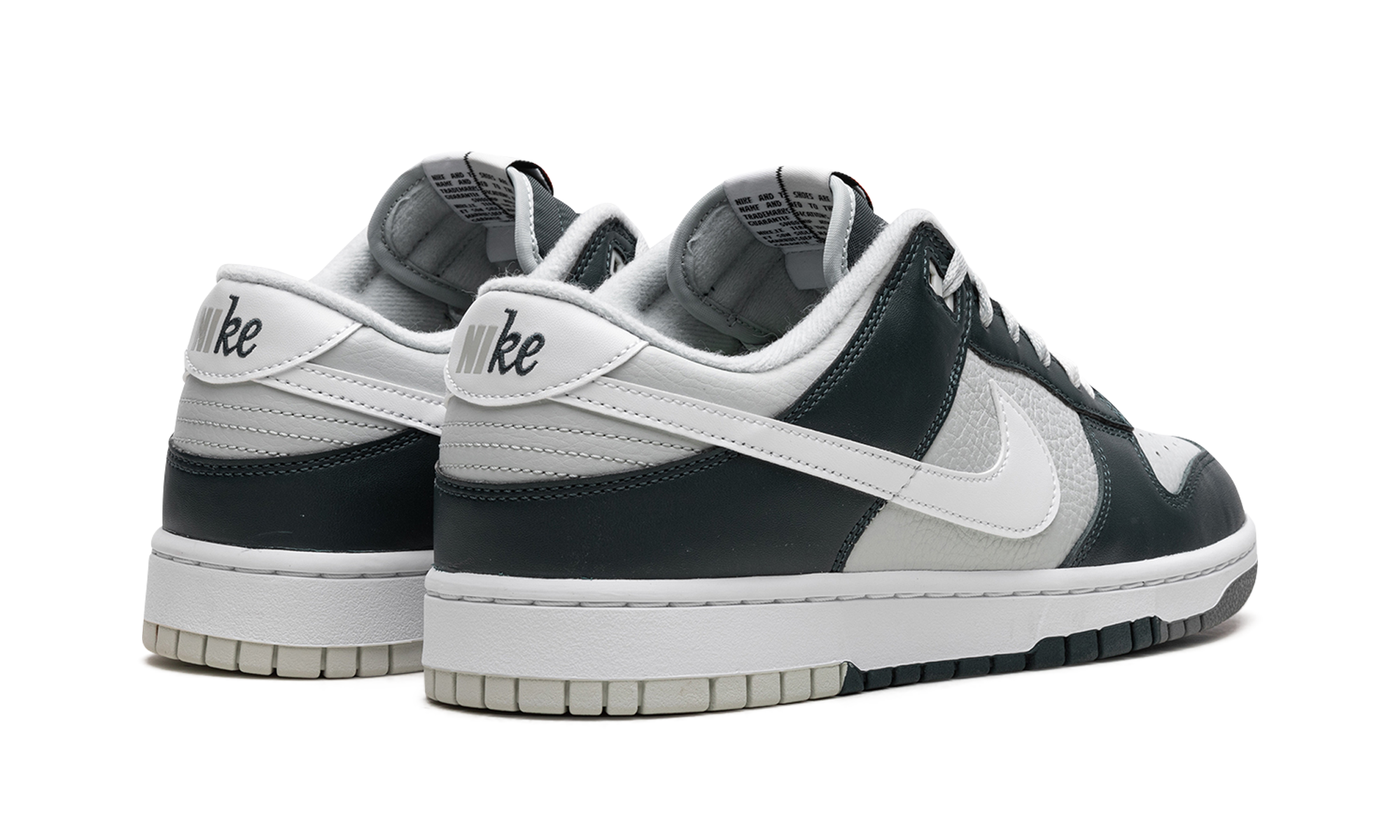 nike dunk low retro split deep jungle+FB8896-300+diagnol right behind view