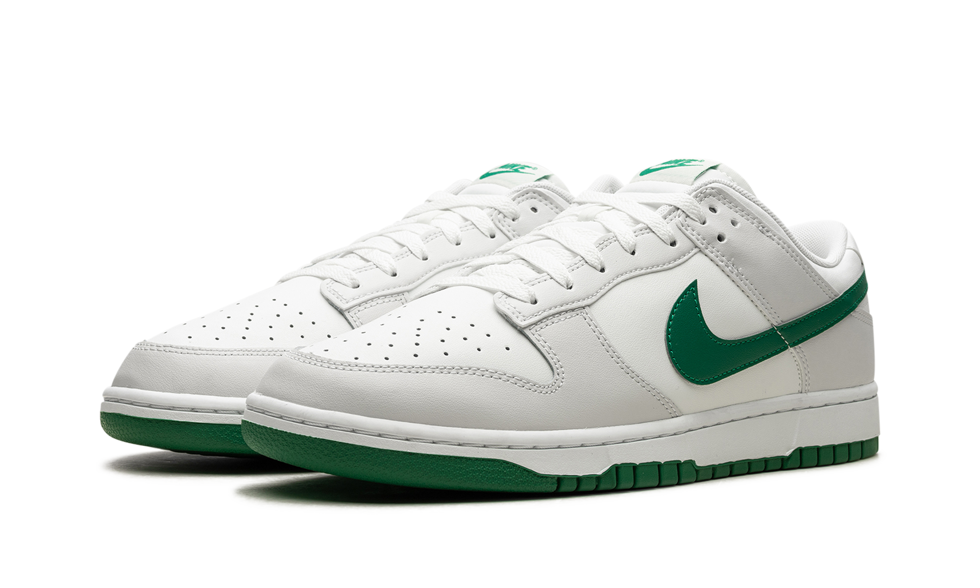 nike dunk low retro summit white malachite+DV0831-107+diagnol left view