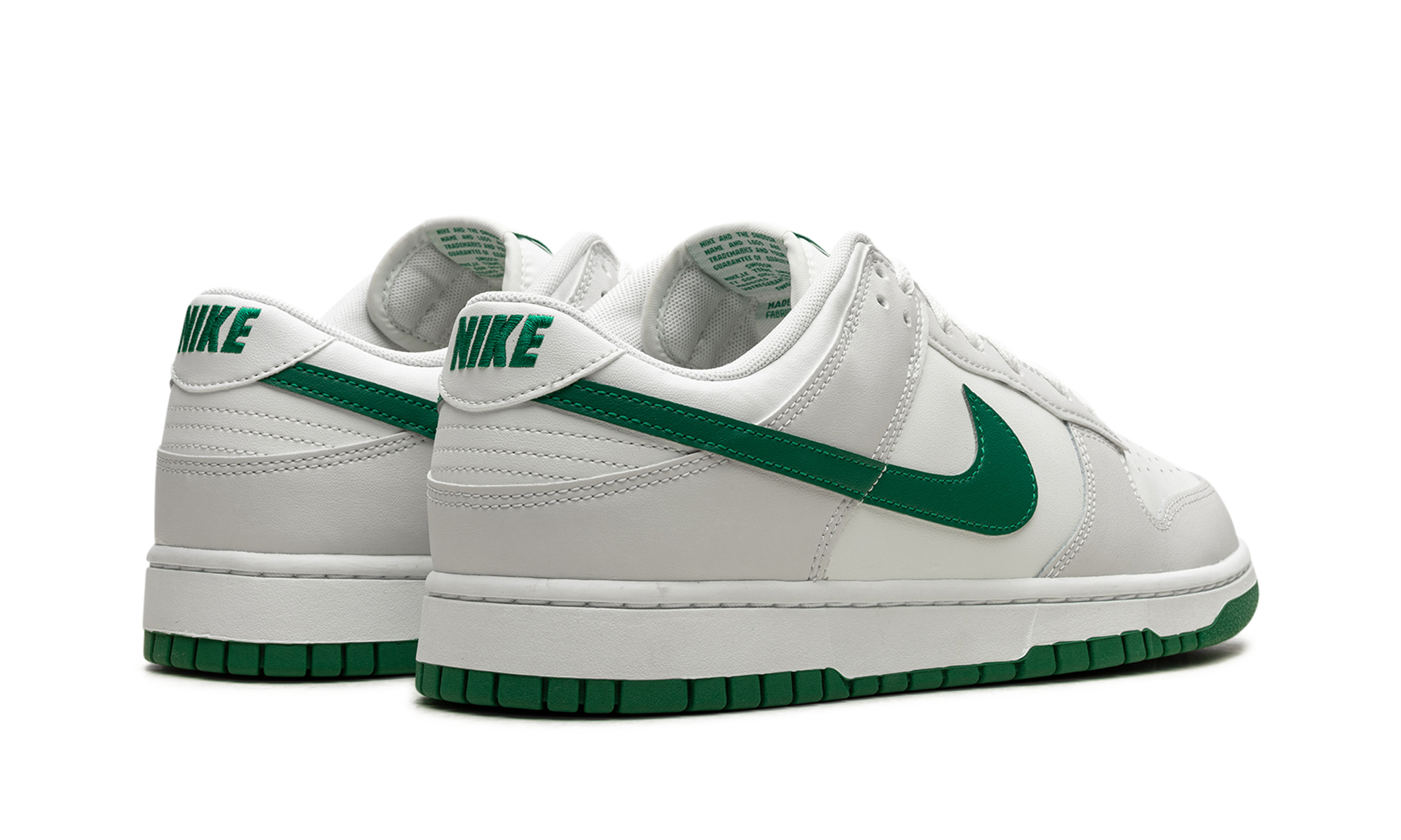 nike dunk low retro summit white malachite+DV0831-107+diagnol right behind view