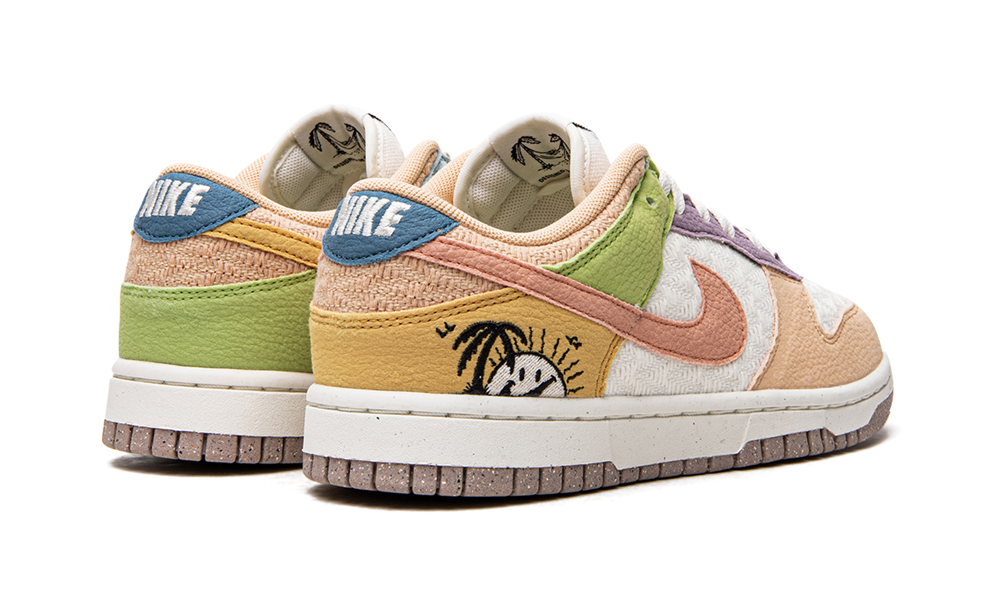 nike dunk low retro sun club multi women s+DQ0265-100+diagnol right behind view