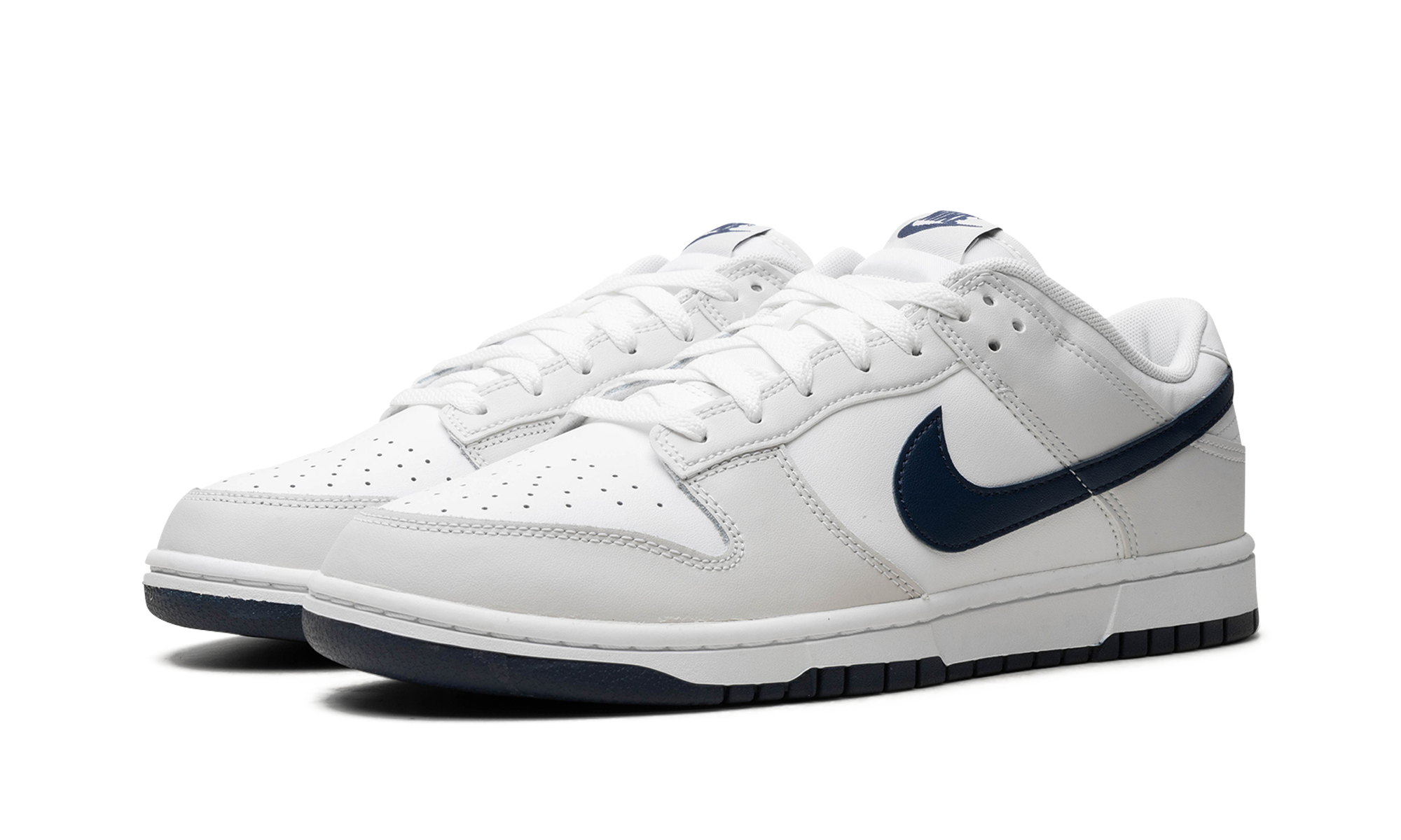 nike dunk low retro white midnight navy+DV0831-111+diagnol left view