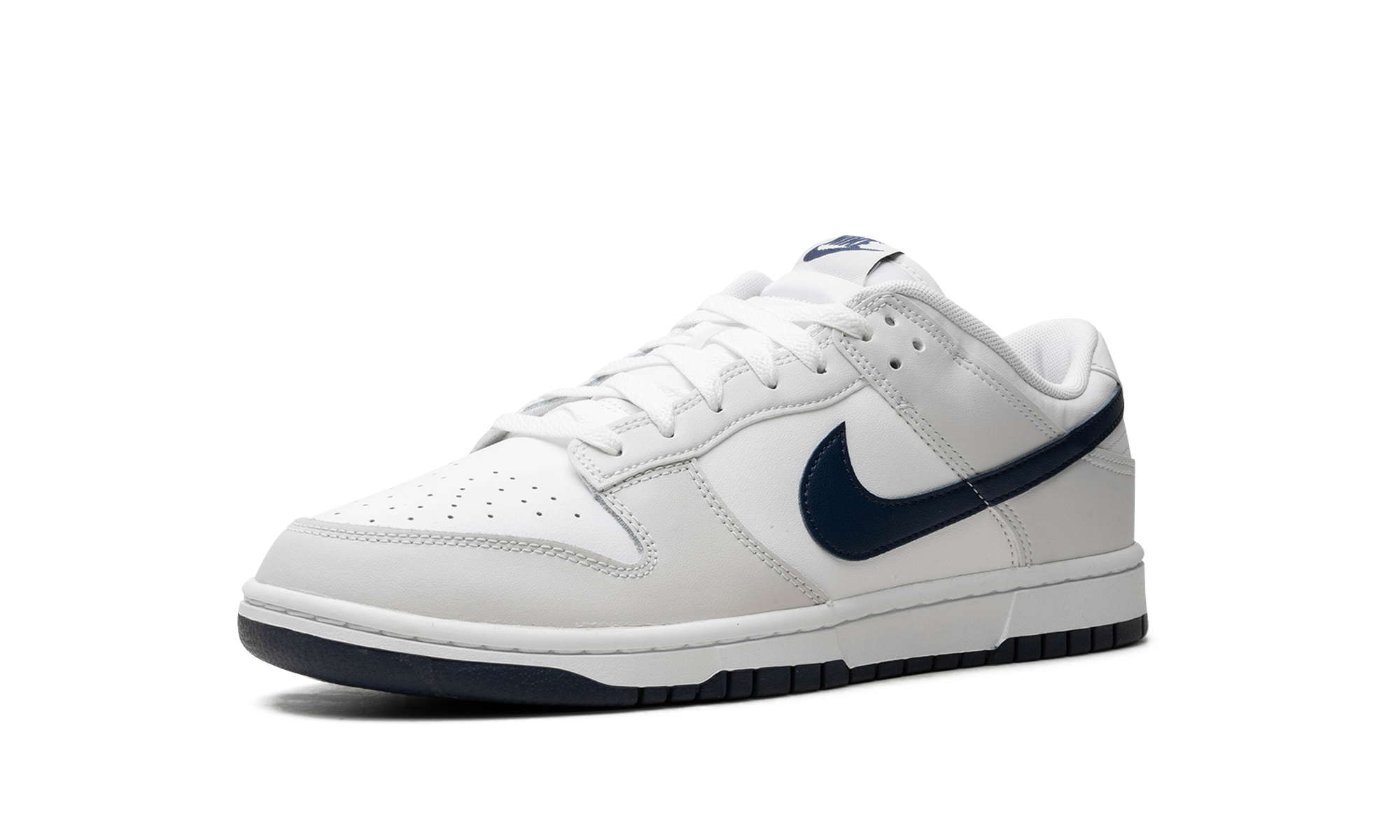 nike dunk low retro white midnight navy+DV0831-111+left diagnol single view