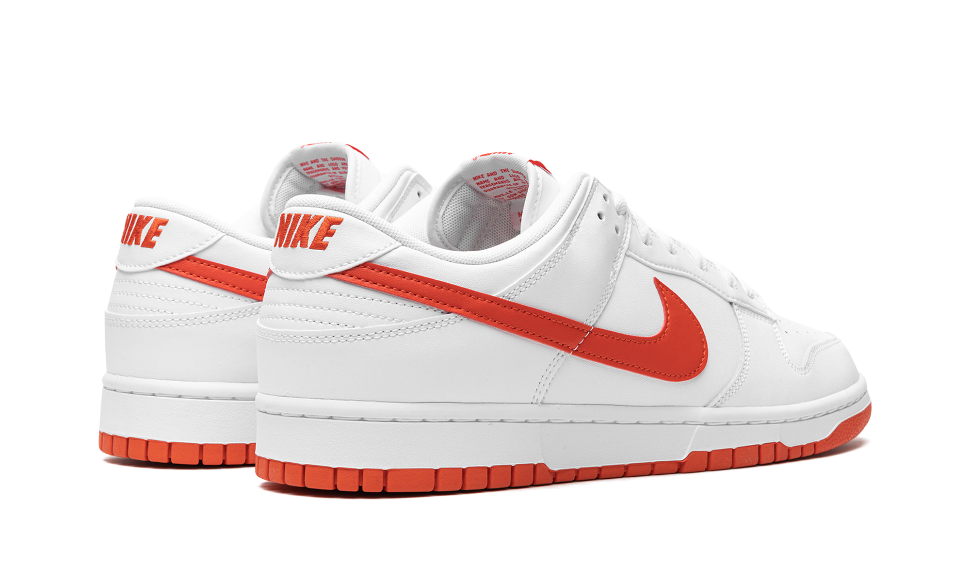 nike dunk low retro white picante red+DV0831-103+diagnol right behind view