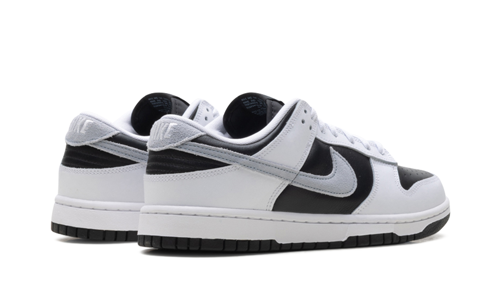 nike dunk low reverse panda 2 0+IB4620-141+diagnol right behind view