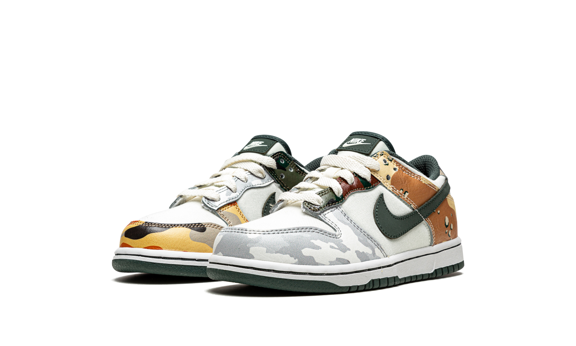 nike dunk low sail multi camo ps+DB1900-100+diagnol left view