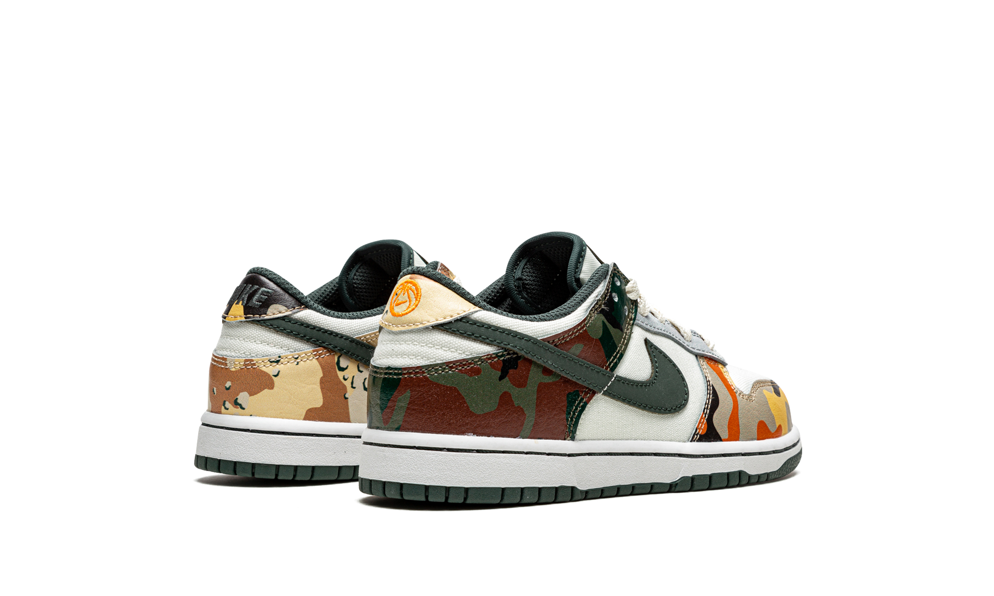 nike dunk low sail multi camo ps+DB1900-100+diagnol right behind view