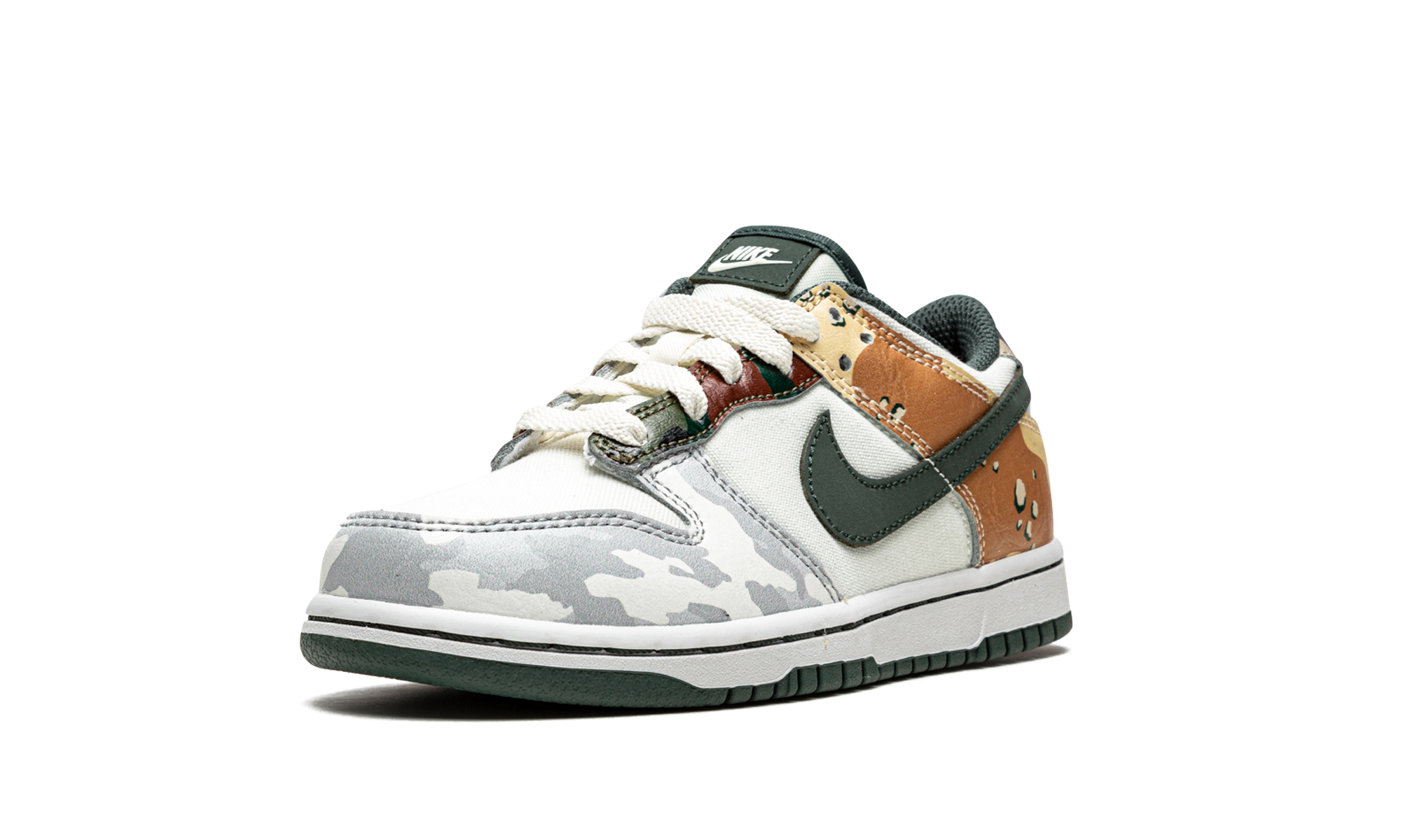 nike dunk low sail multi camo ps+DB1900-100+left diagnol single view