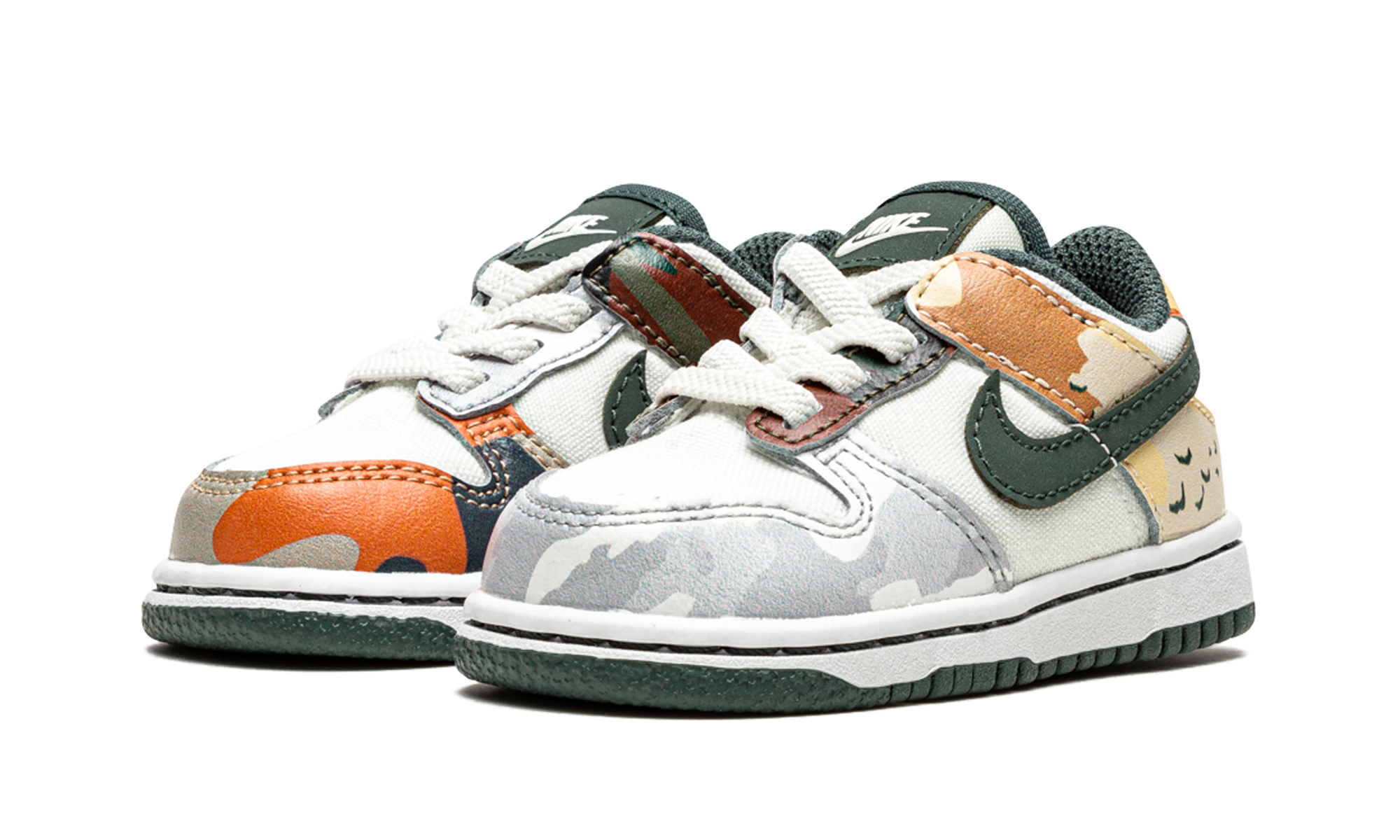 nike dunk low sail multi camo td+DB1902-100+diagnol left view