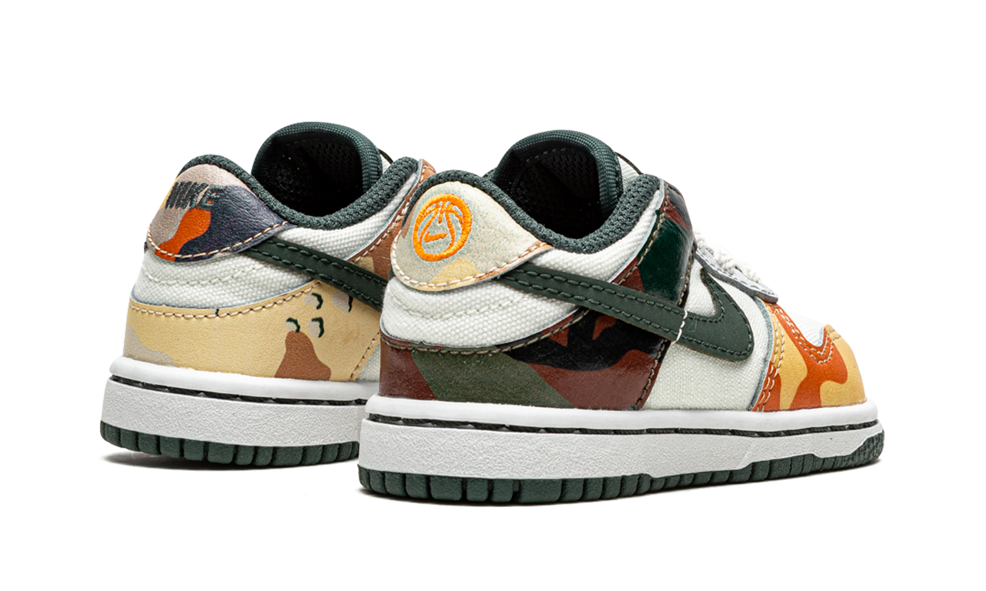 nike dunk low sail multi camo td+DB1902-100+diagnol right behind view