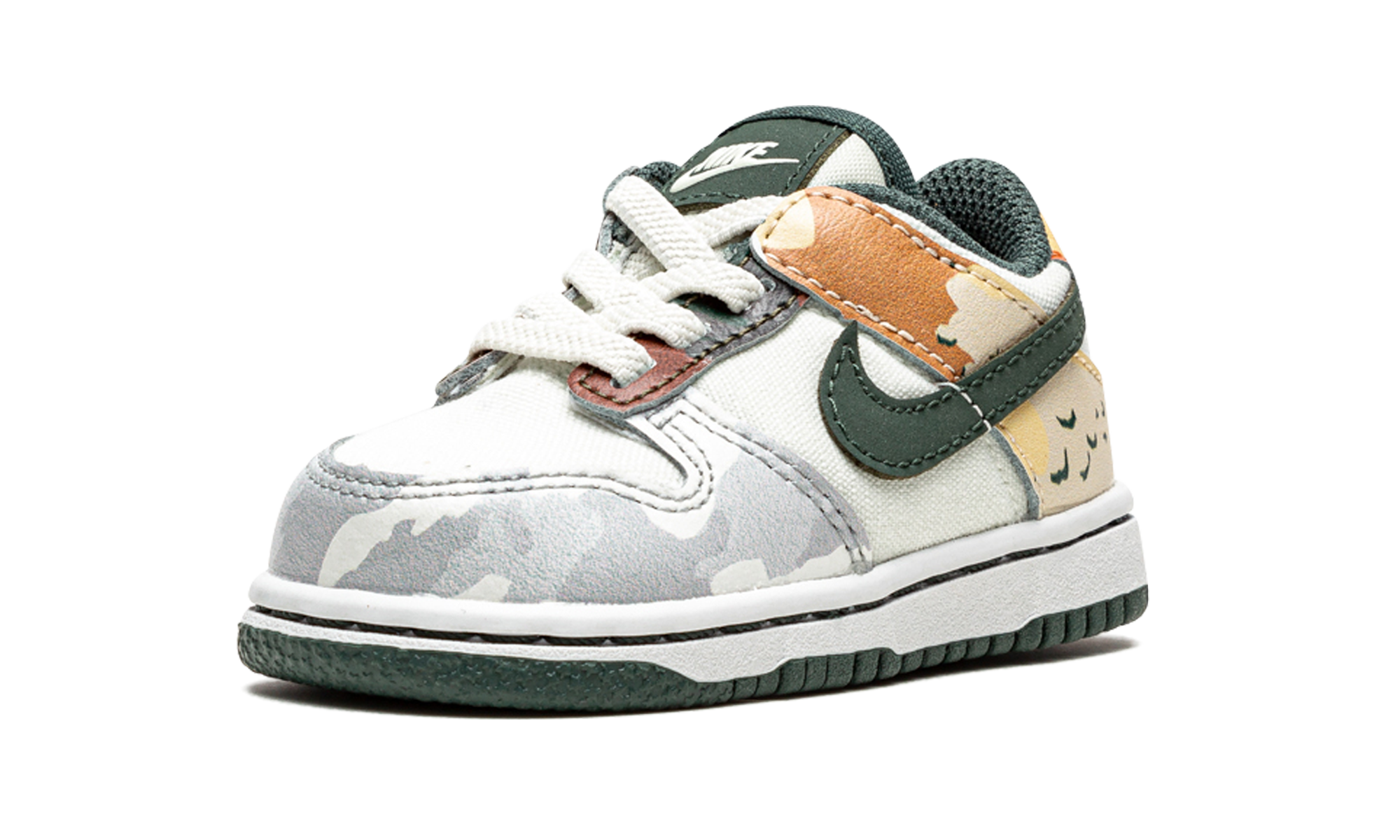 nike dunk low sail multi camo td+DB1902-100+left diagnol single view