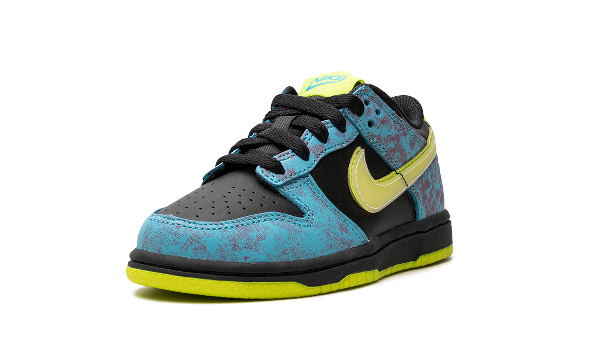 nike dunk low se acid wash baltic blue volt ps+DV1695-900+left diagnol single view