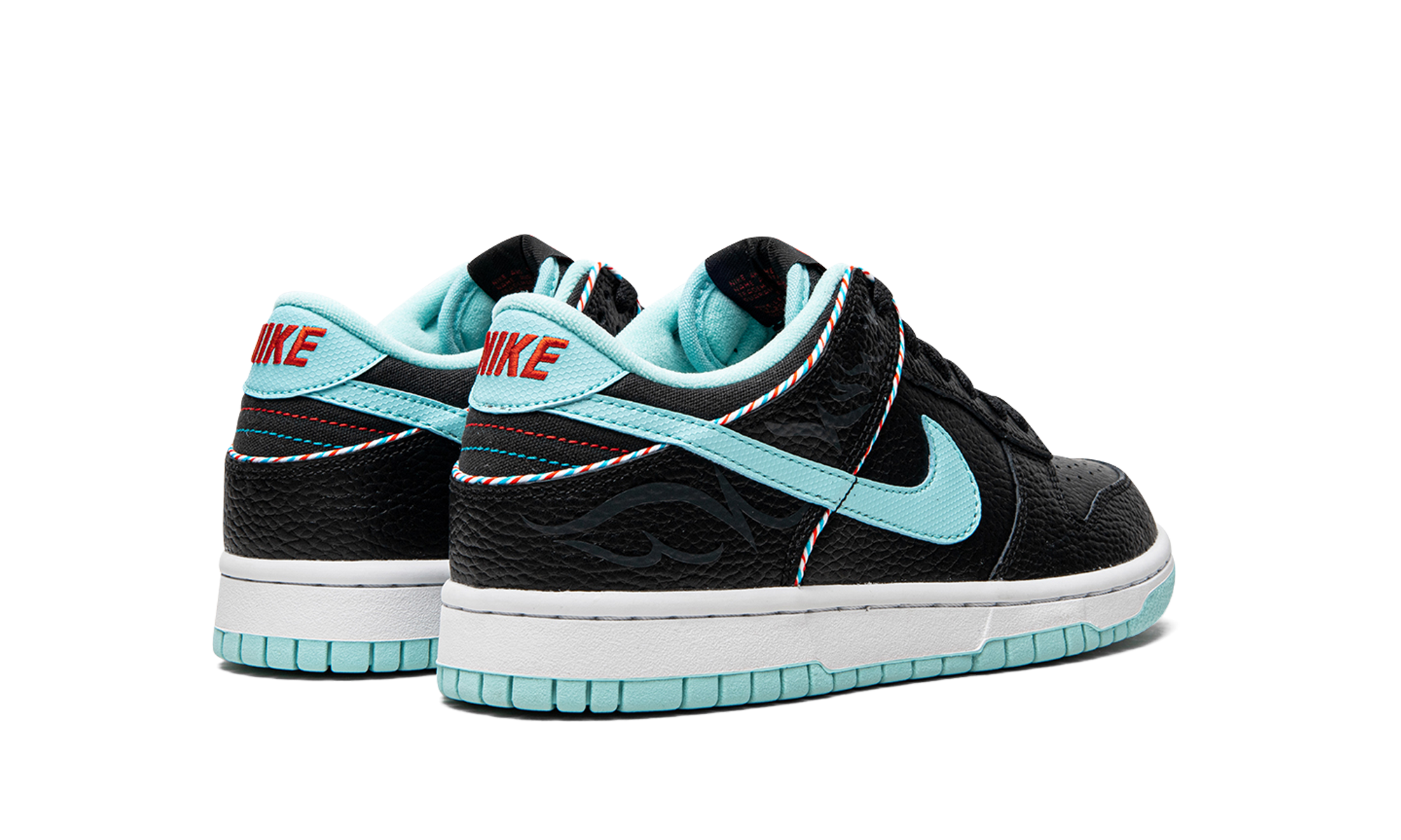 nike dunk low se barber shop black gs+DN3351-001+diagnol right behind view