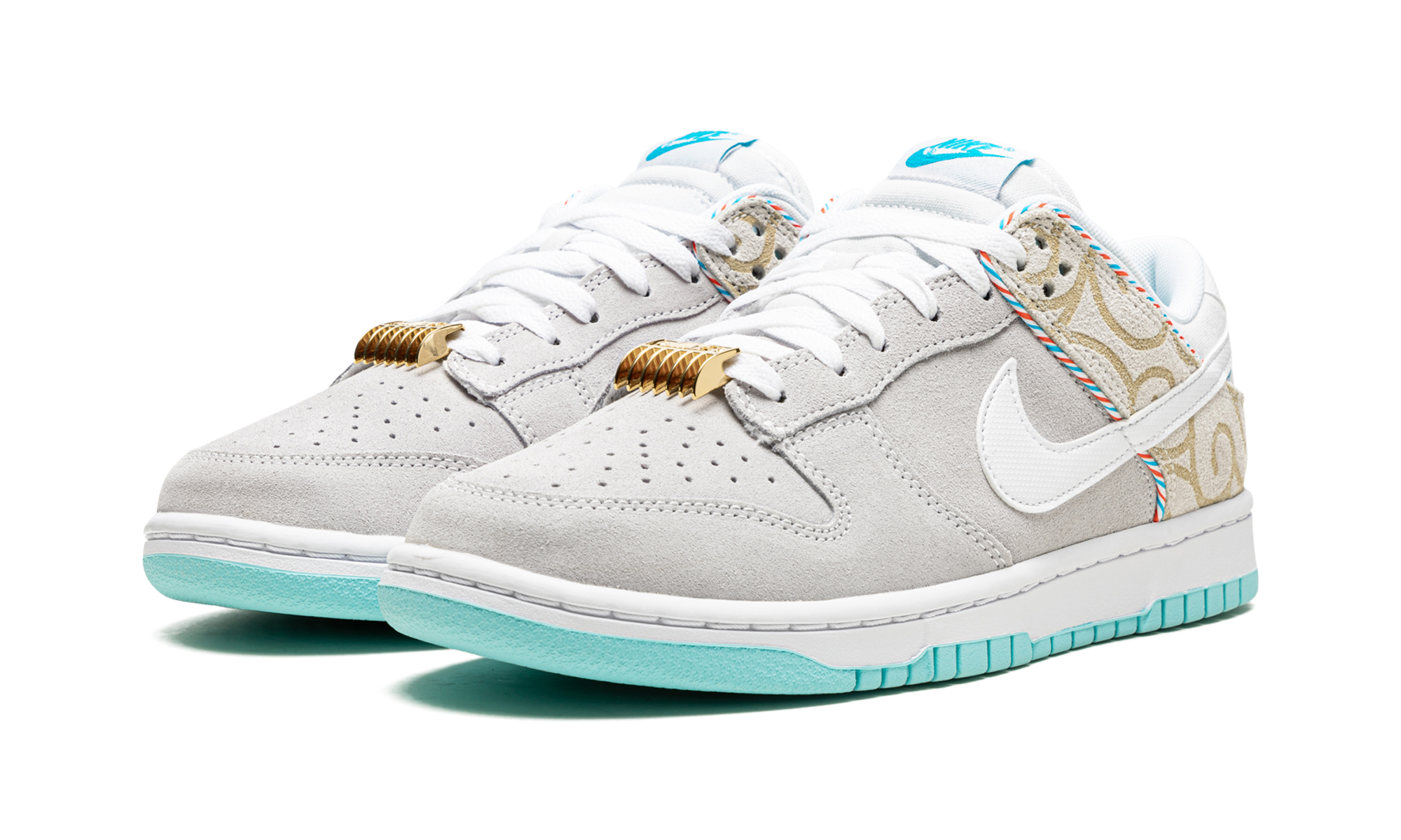 nike dunk low se barber shop grey+DH7614-500+diagnol left view