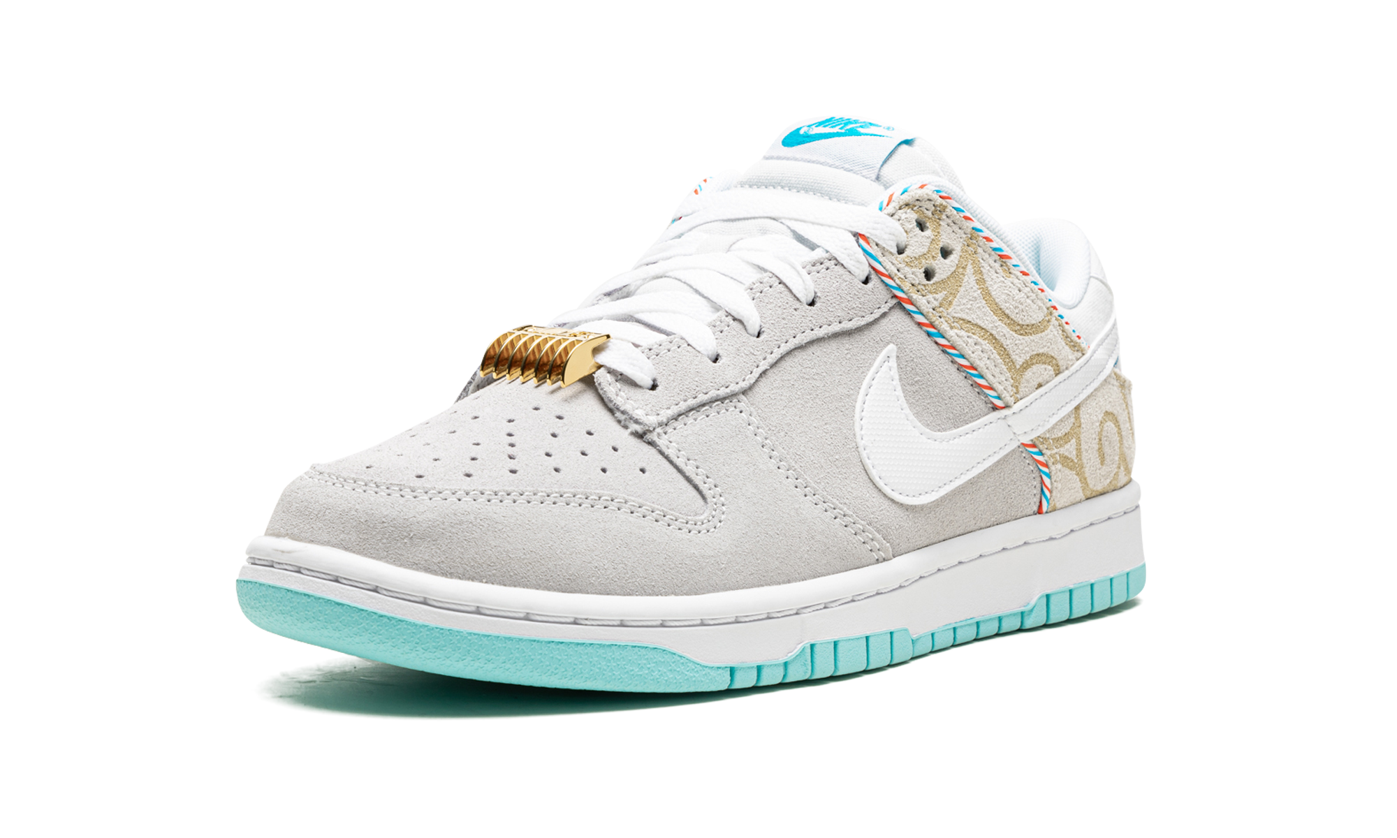 nike dunk low se barber shop grey+DH7614-500+left diagnol single view