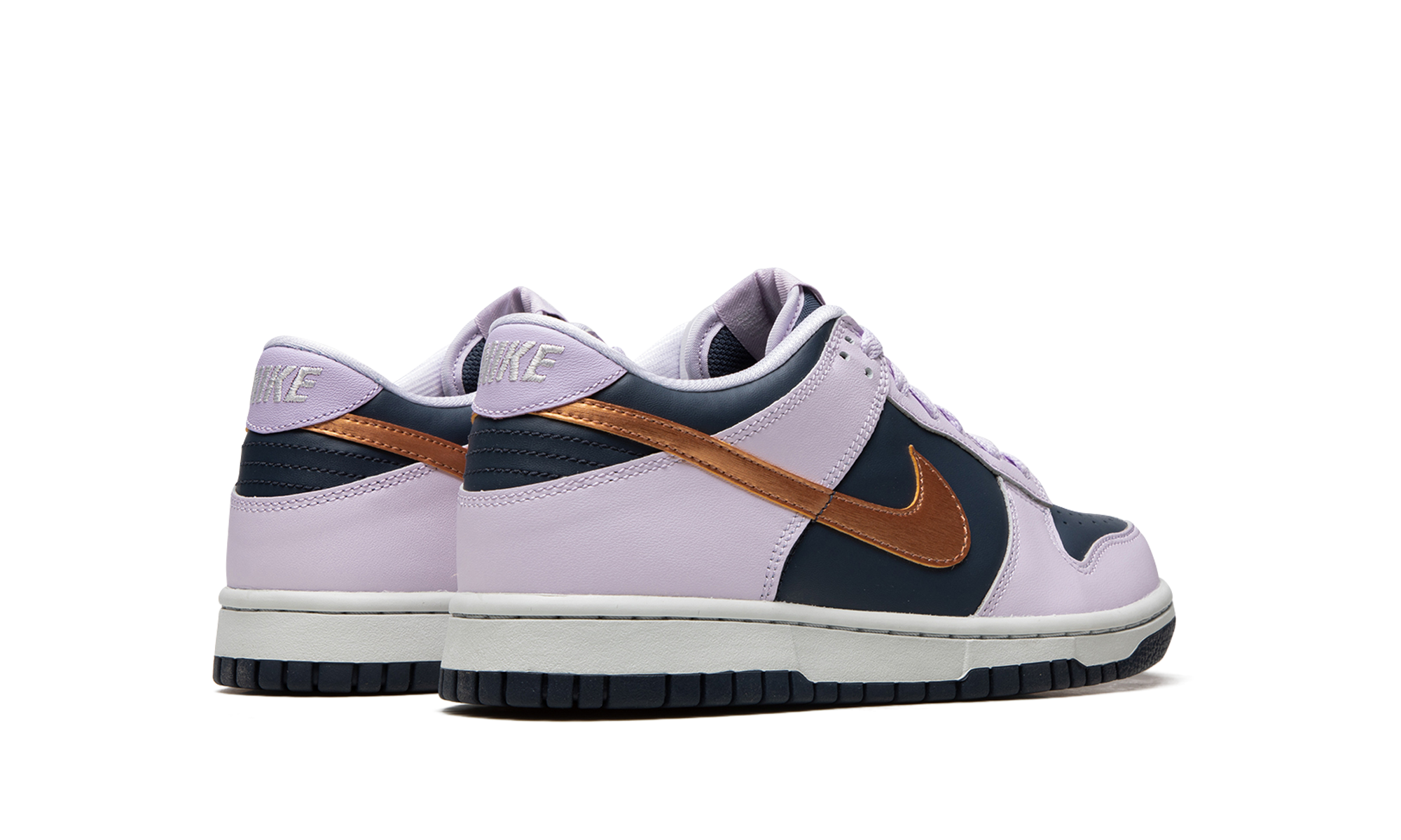 nike dunk low se copper swoosh gs+DX1663-400+diagnol right behind view