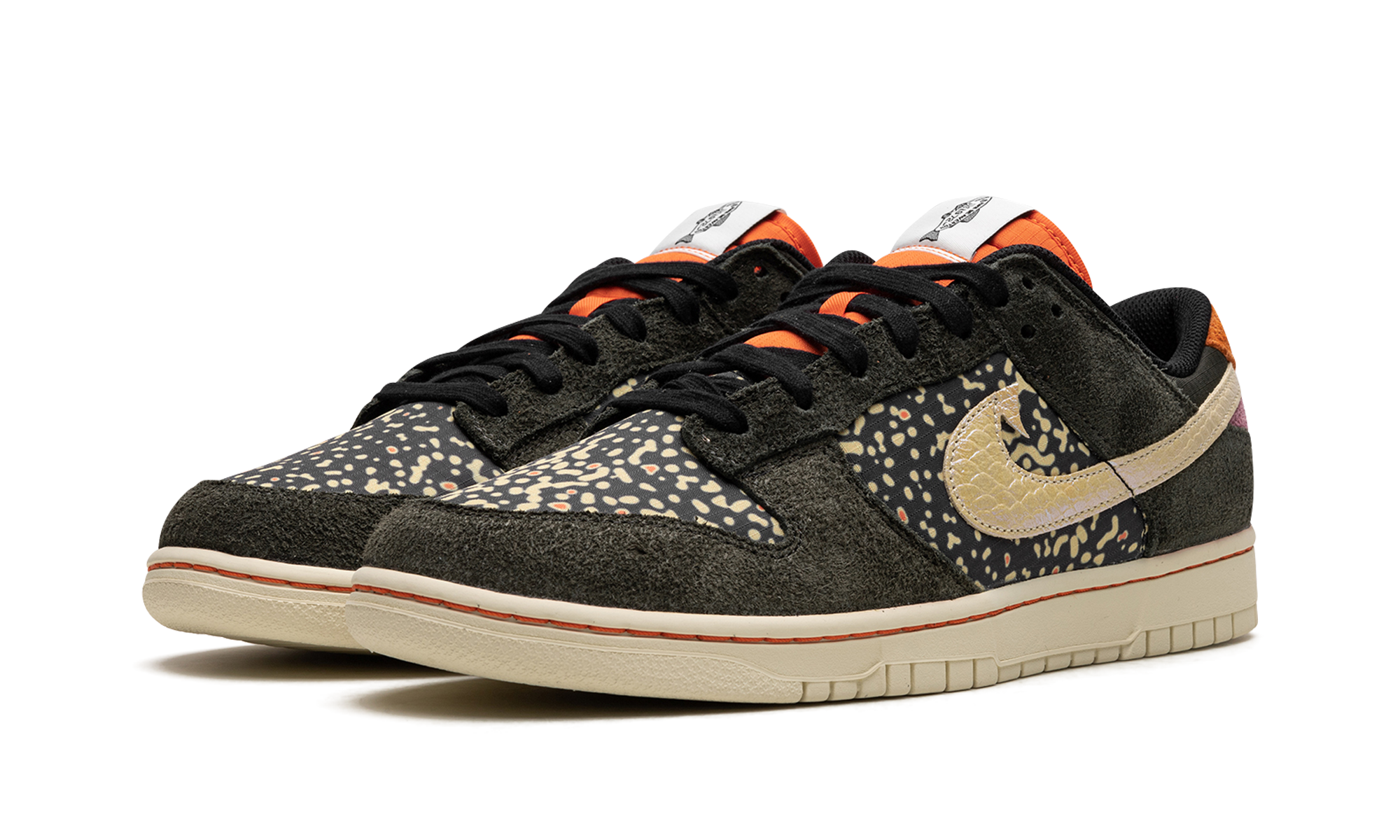 nike dunk low se gone fishing rainbow trout+FN7523-300+diagnol left view