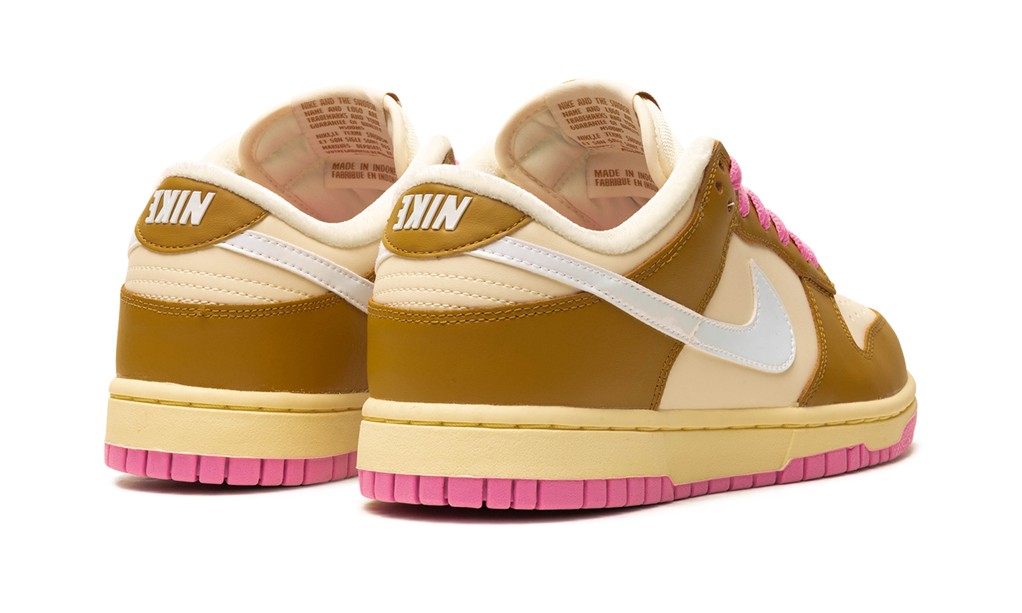 nike dunk low se just do it bronzine pink women s+FD8683-700+diagnol right behind view