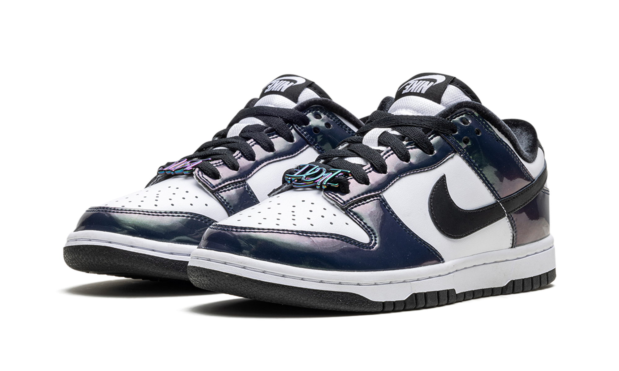 nike dunk low se just do it iridescent women s+FQ8143-001+diagnol left view