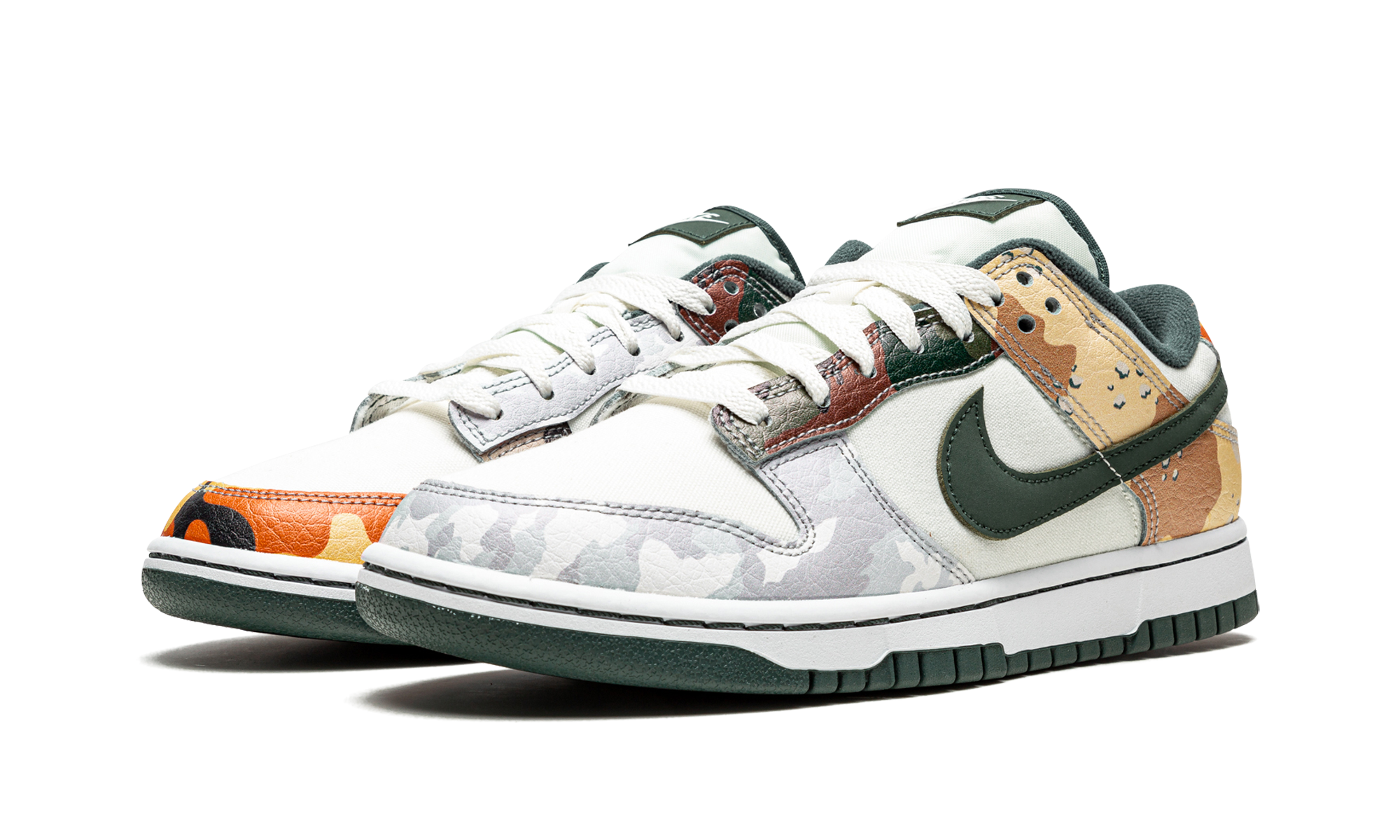 nike dunk low se sail multi camo+DH0957-100+diagnol left view