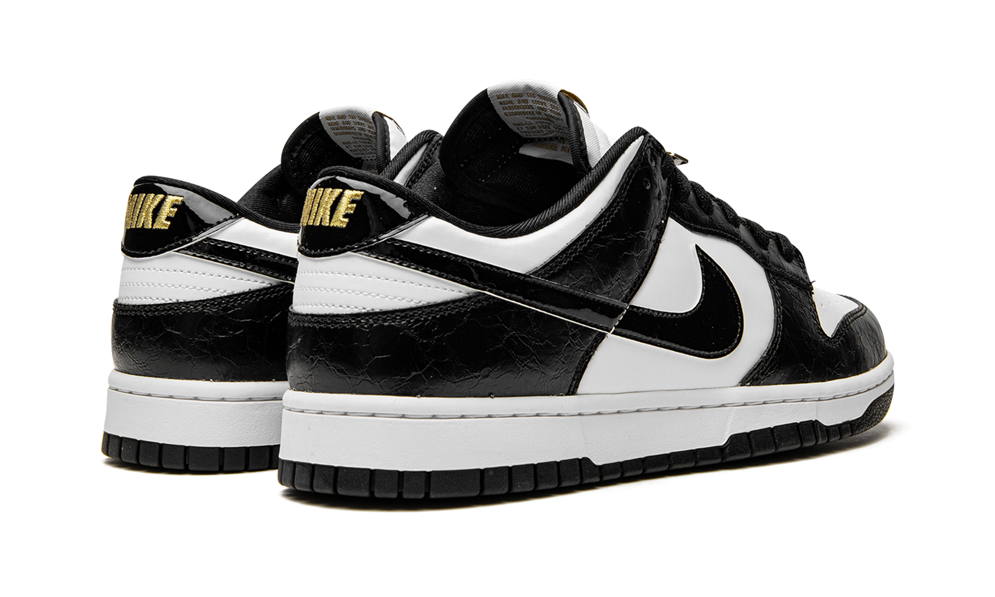 nike dunk low se world champs black white+DR9511-100+diagnol right behind view