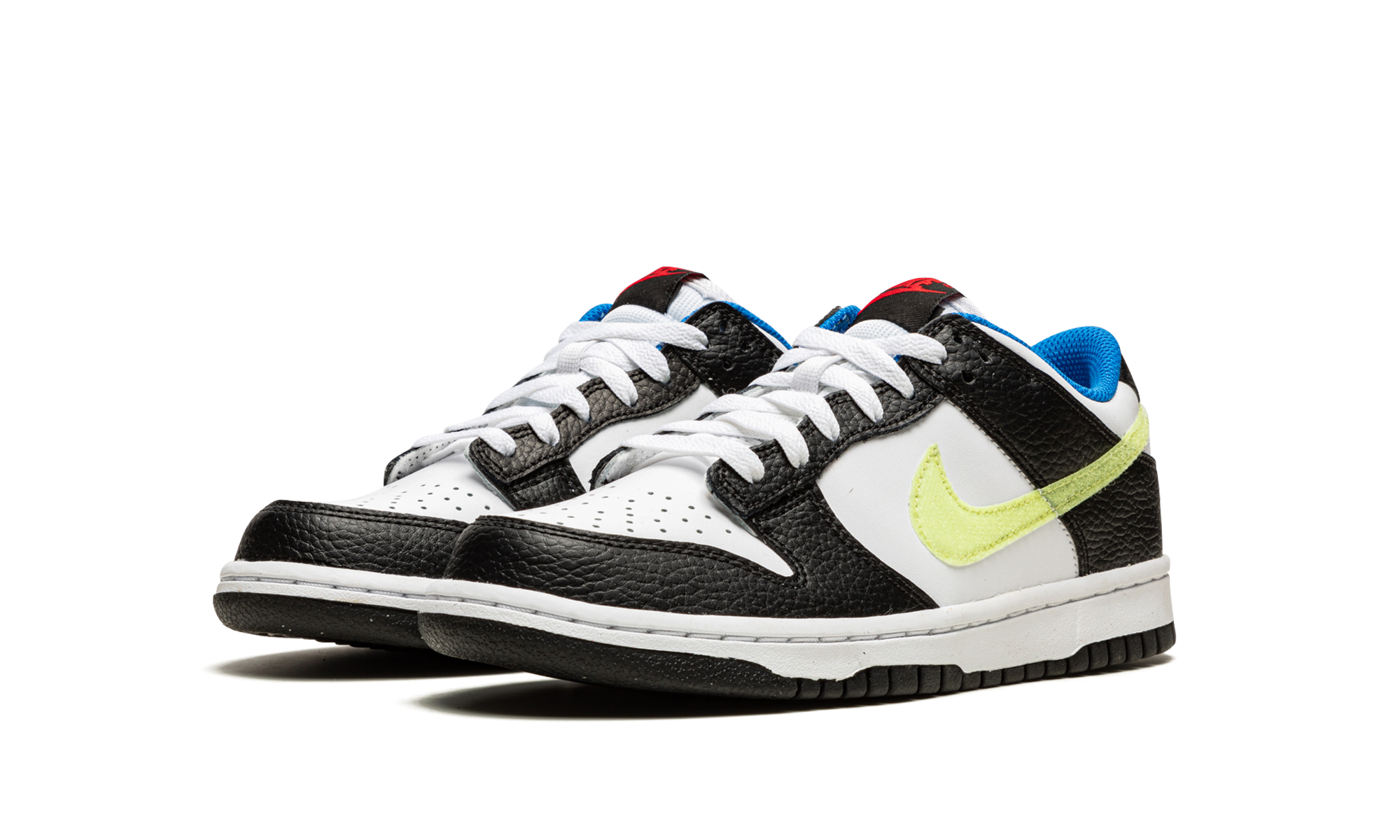 nike dunk low signal blue lemon twist gs+DQ0977-100+diagnol left view
