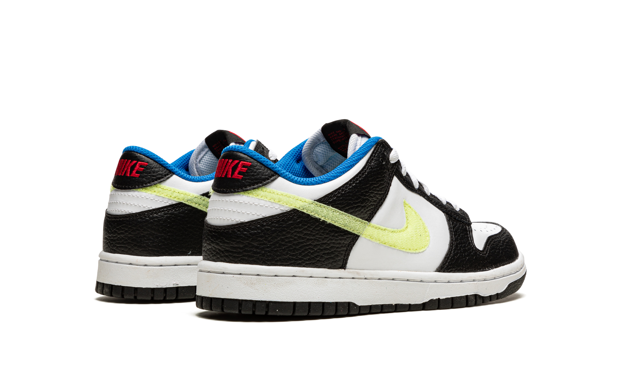 nike dunk low signal blue lemon twist gs+DQ0977-100+diagnol right behind view