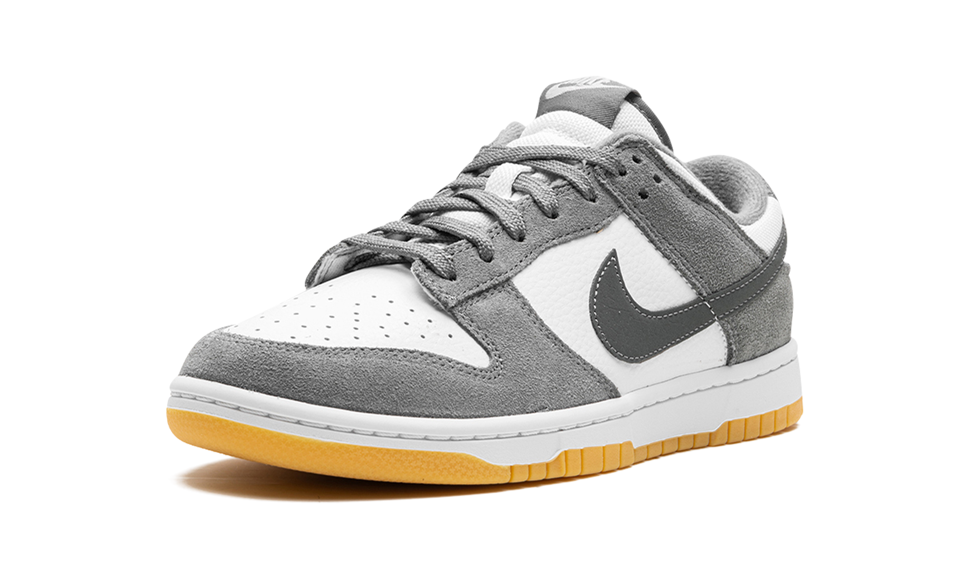 nike dunk low smoke grey gum 3m swoosh+FV0389-100+left diagnol single view