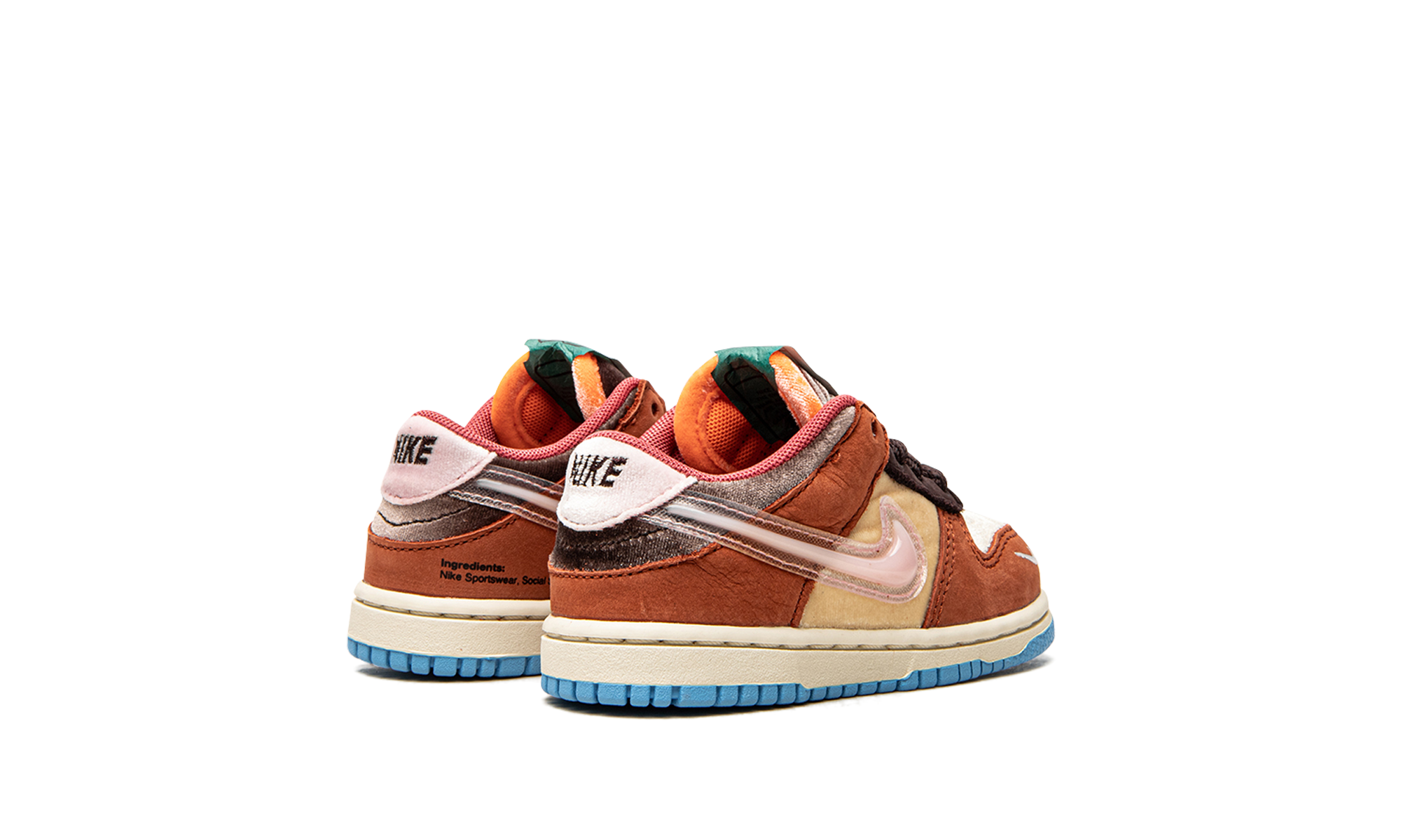 nike dunk low social status free lunch chocolate milk td+DM3350-700+diagnol right behind view