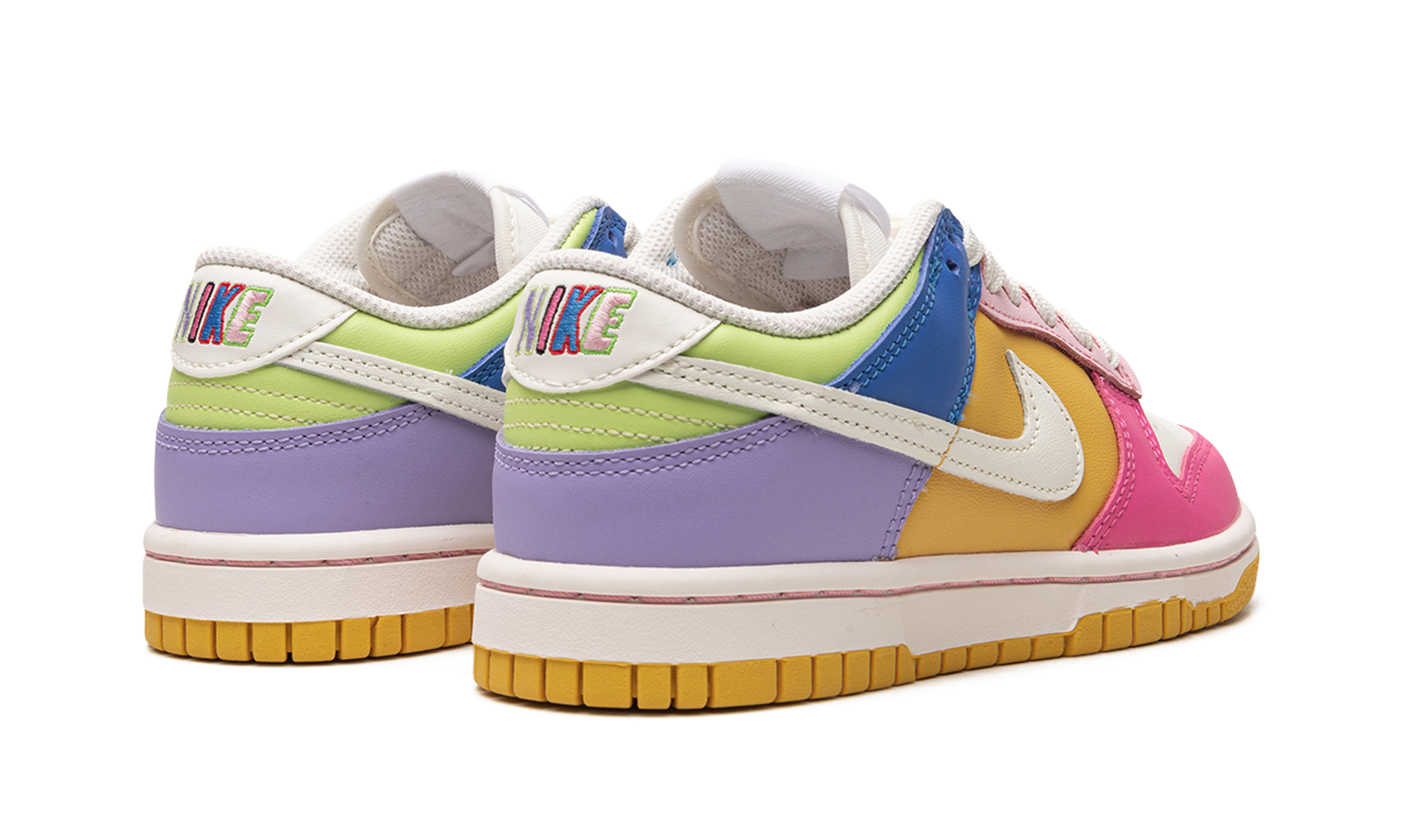 nike dunk low solar flare multi color women s+FD9923-111+diagnol right behind view