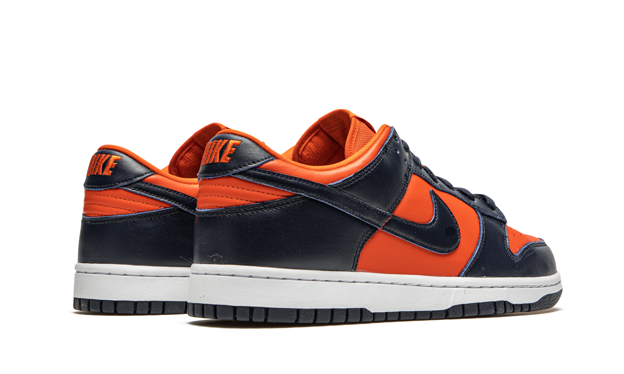 nike dunk low sp champ colors university orange marine 2020+CU1727-800+diagnol right behind view