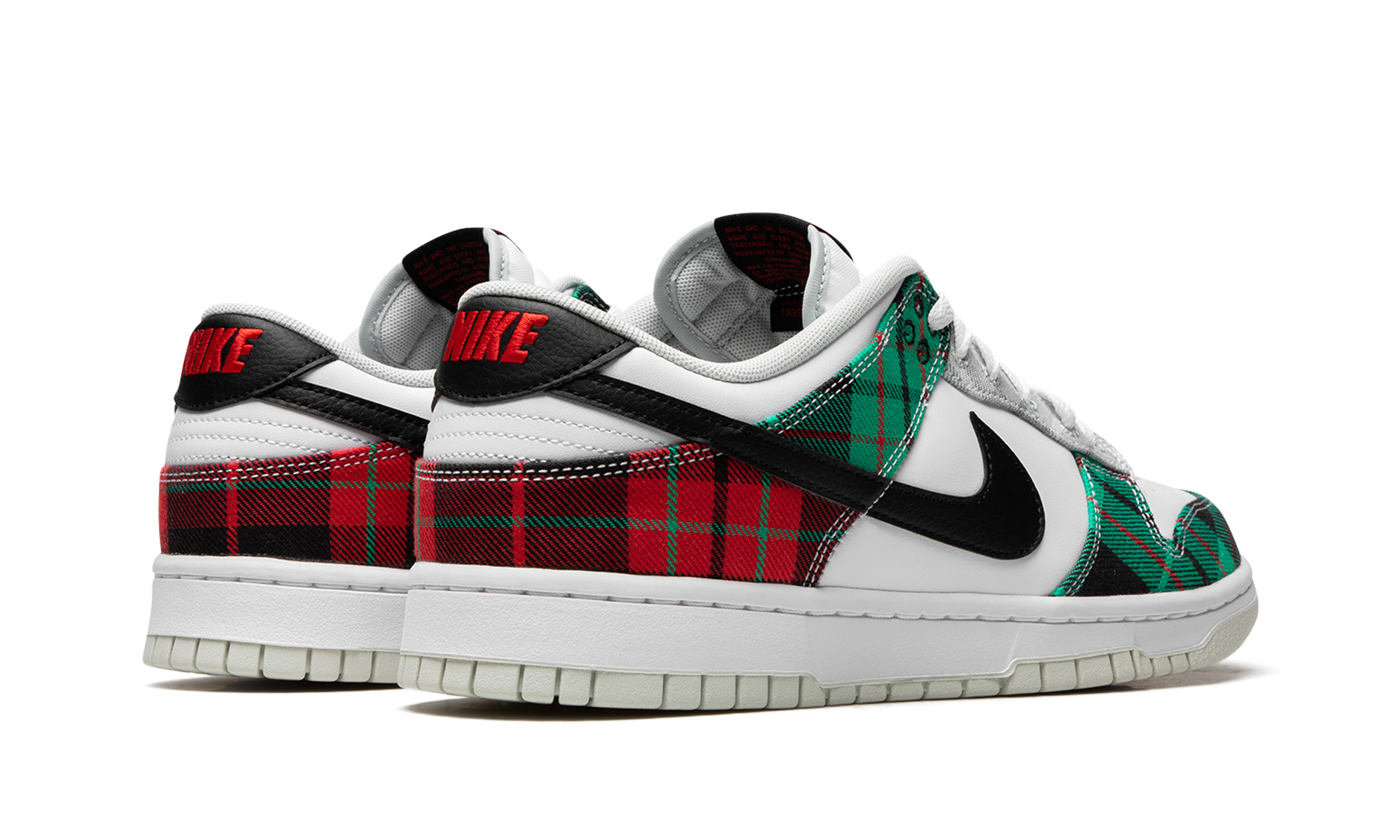nike dunk low tartan plaid+DV0827-100+diagnol right behind view