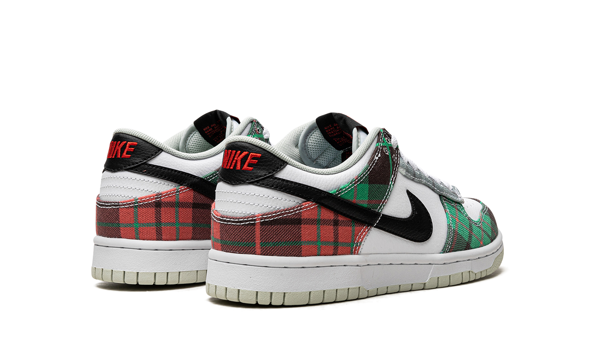 nike dunk low tartan plaid gs+DV8919-100+diagnol right behind view