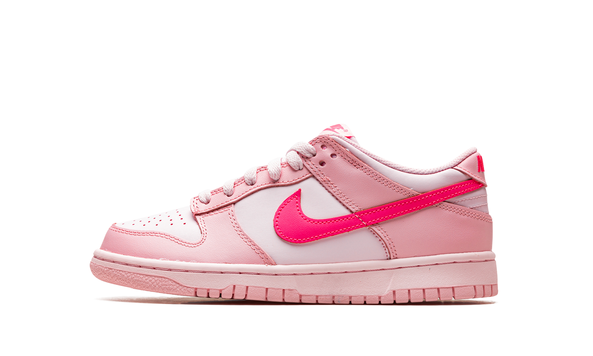 nike dunk low triple pink gs+DH9765-600+diagnol right view 1