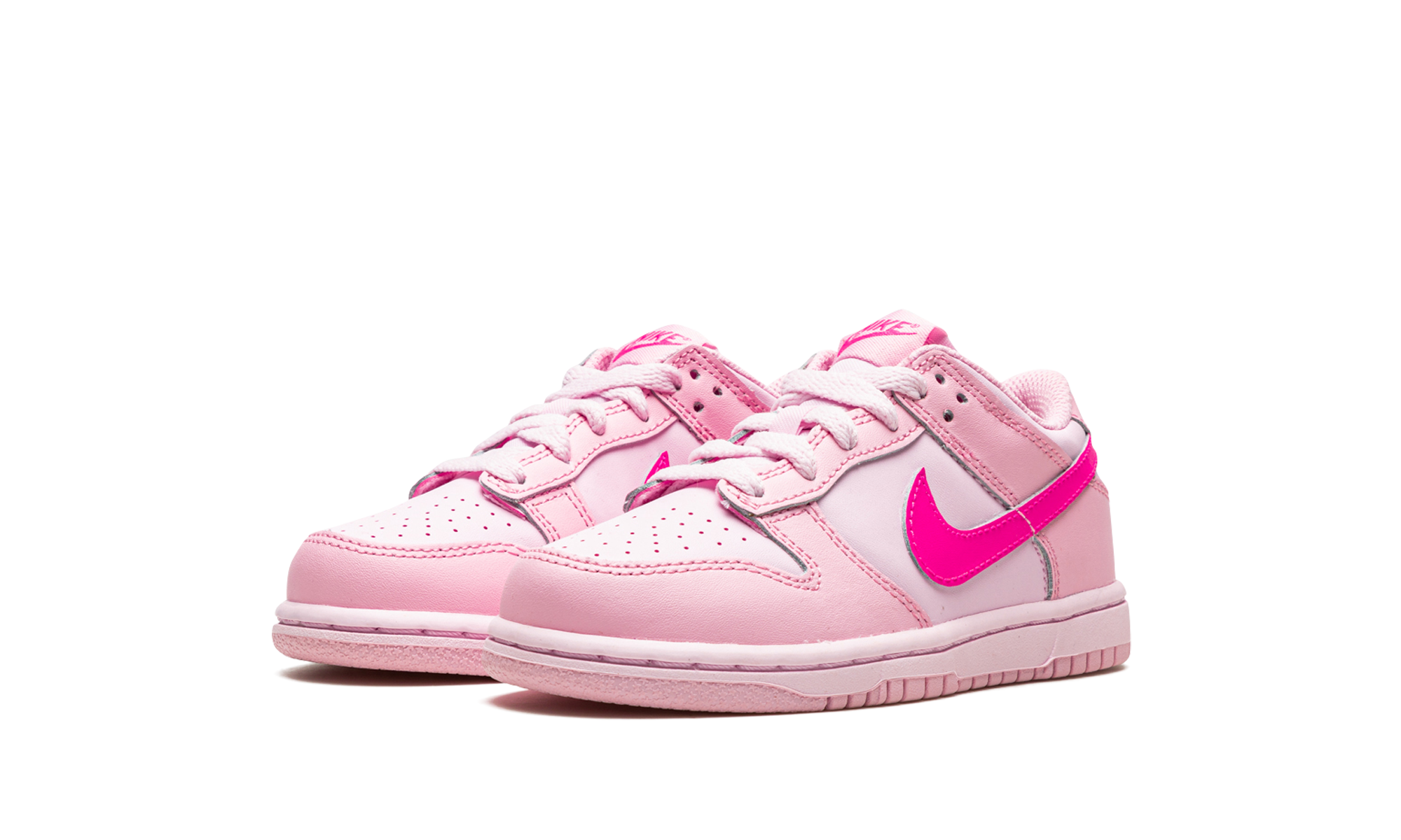 nike dunk low triple pink ps+DH9756-600+diagnol left view