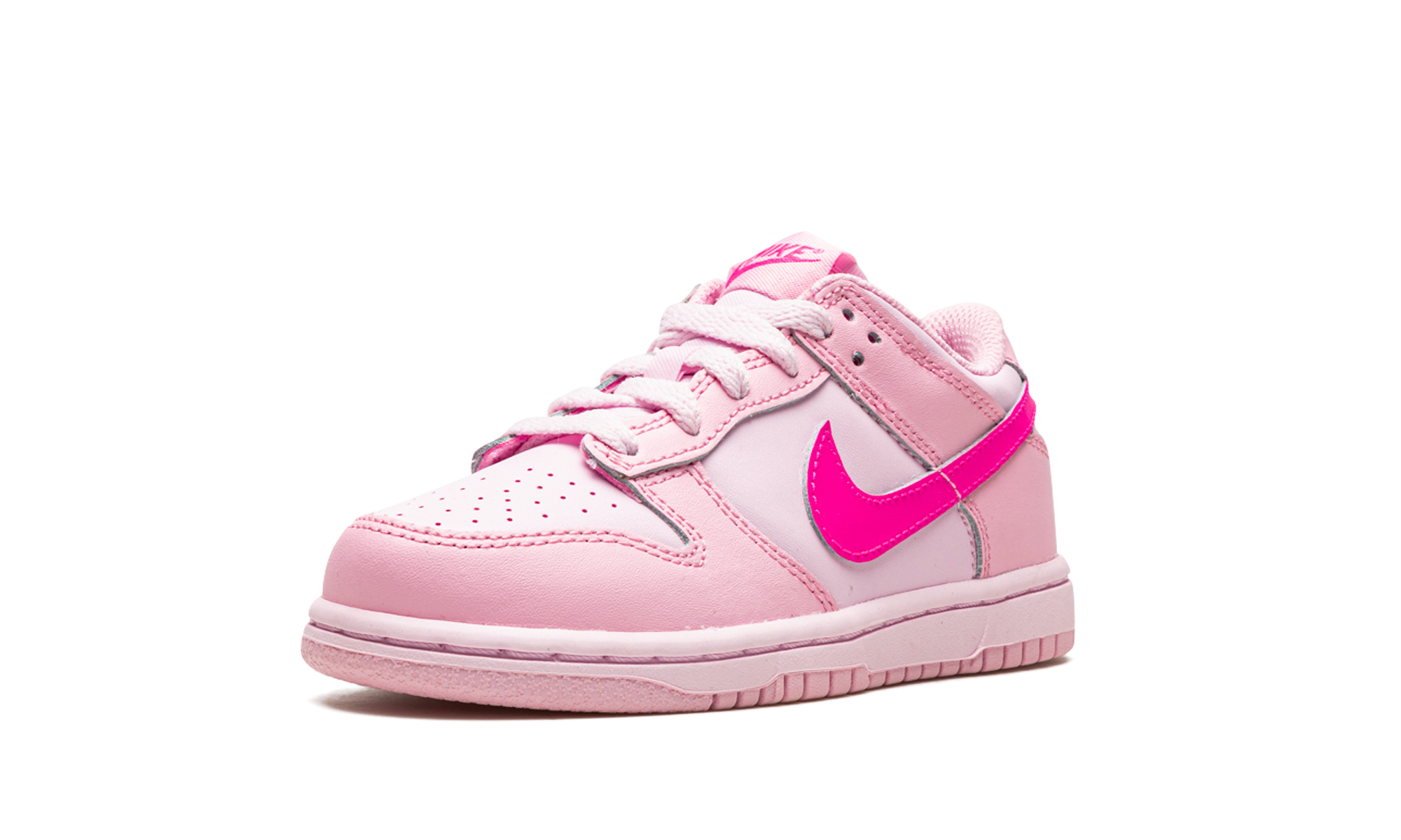 nike dunk low triple pink ps+DH9756-600+left diagnol single view
