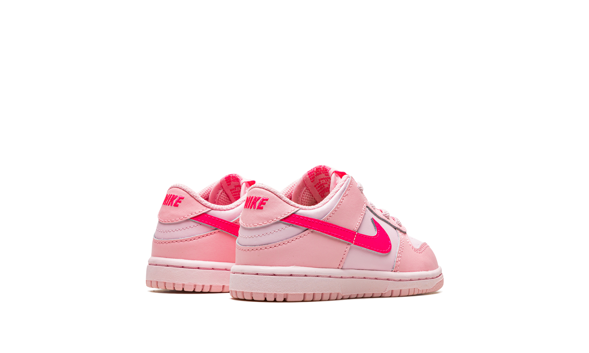 nike dunk low triple pink td+DH9761-600+diagnol right behind view