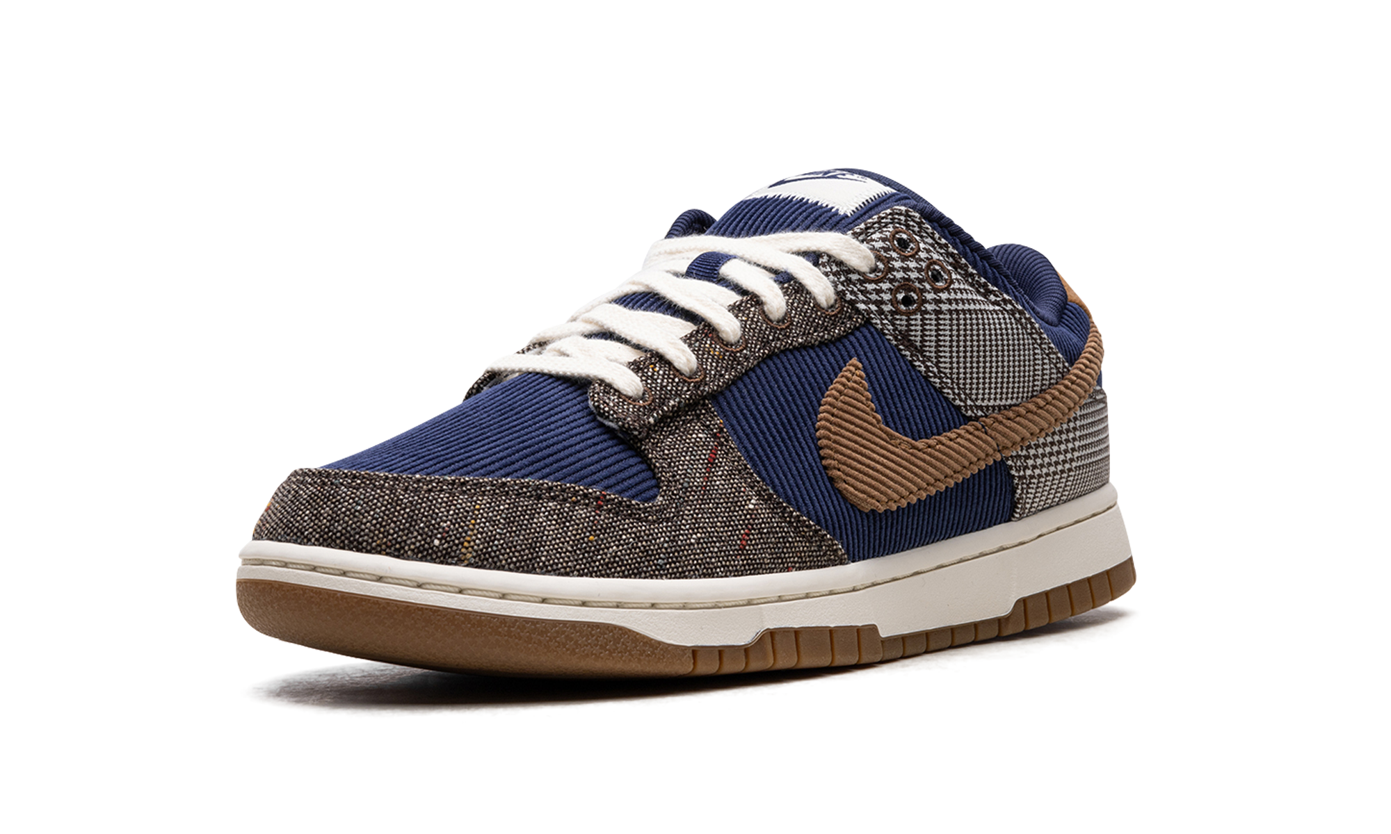nike dunk low tweed midnight navy corduroy+FQ8746-410+left diagnol single view