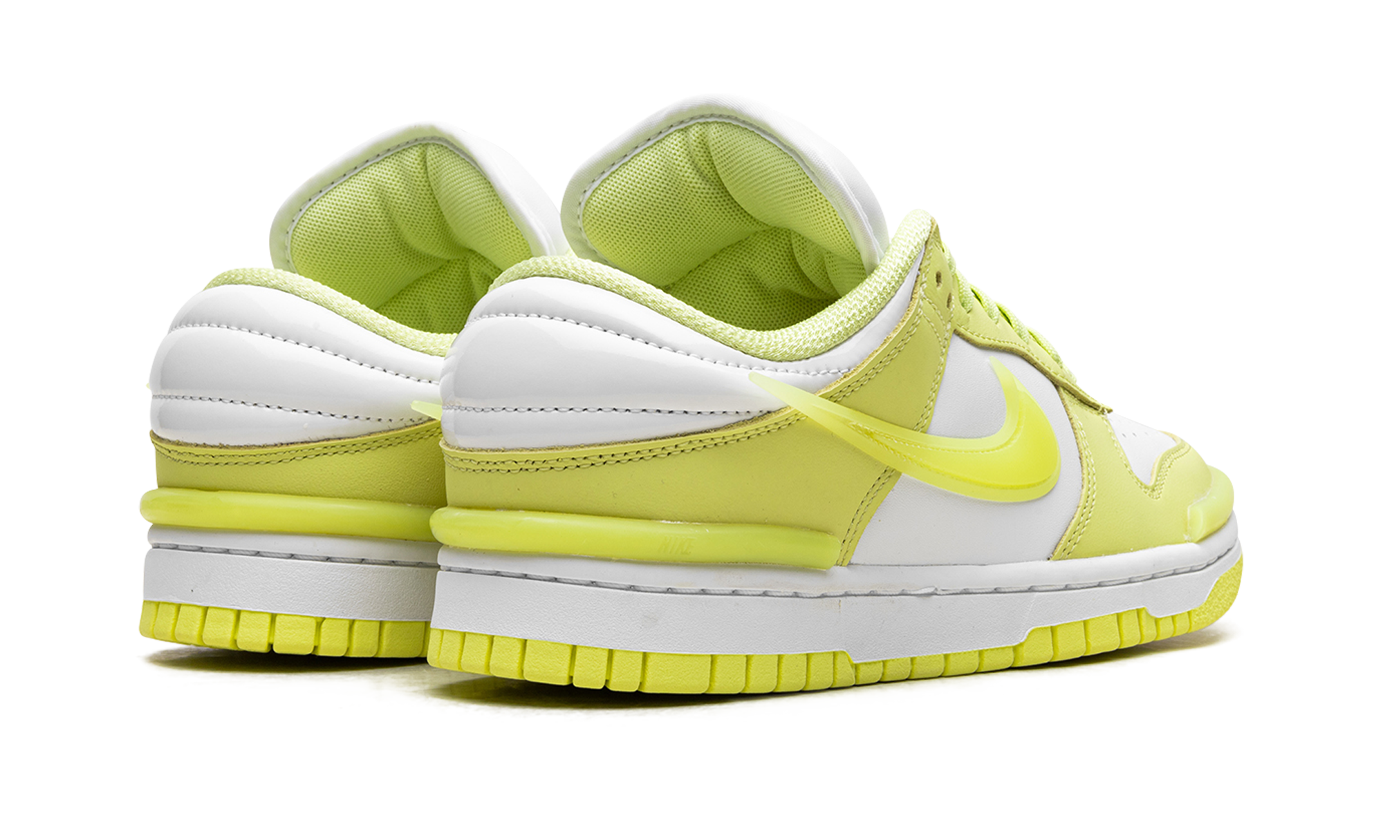 nike dunk low twist light lemon twist women s+DZ2794-700+diagnol right behind view