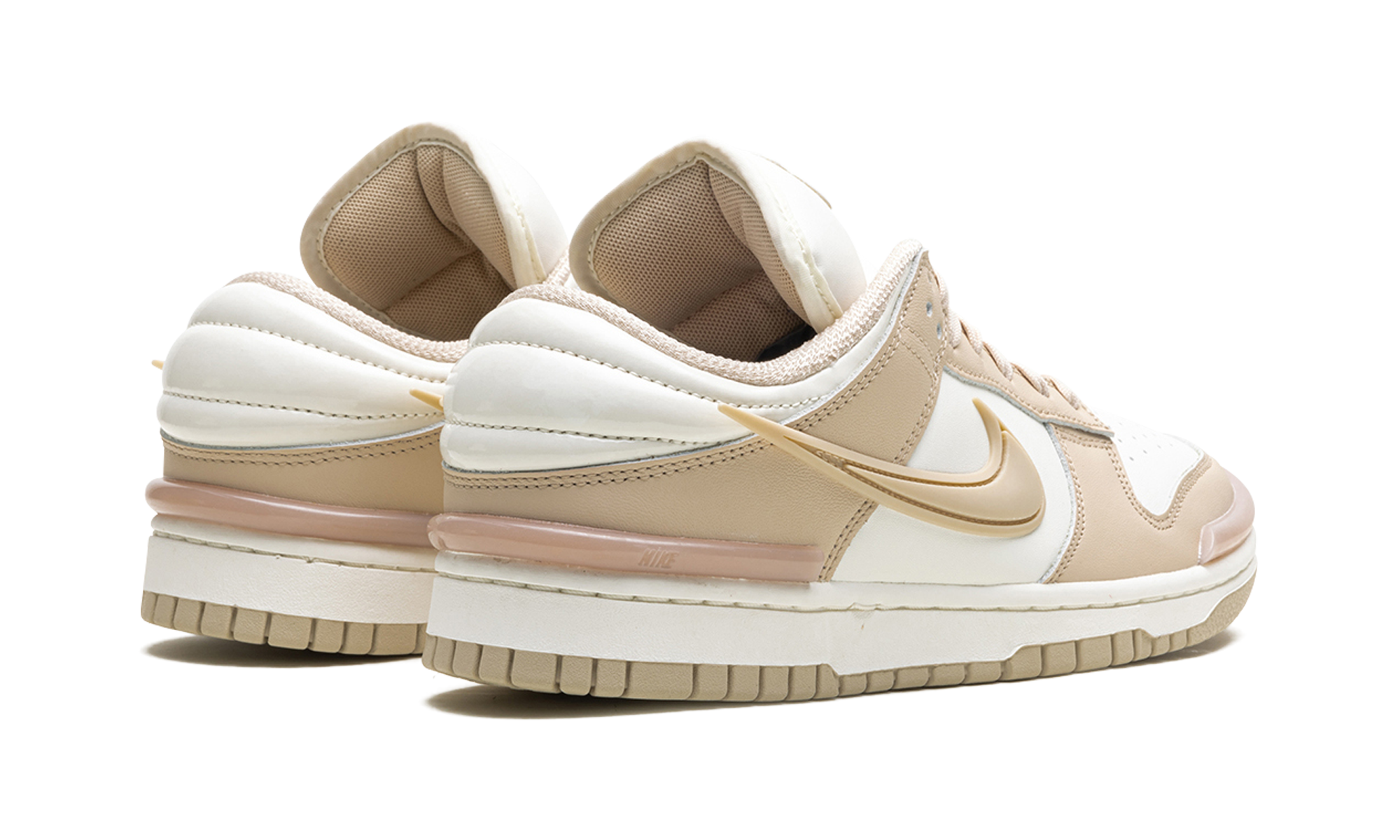 nike dunk low twist sanddrift women s+DZ2794-102+diagnol right behind view
