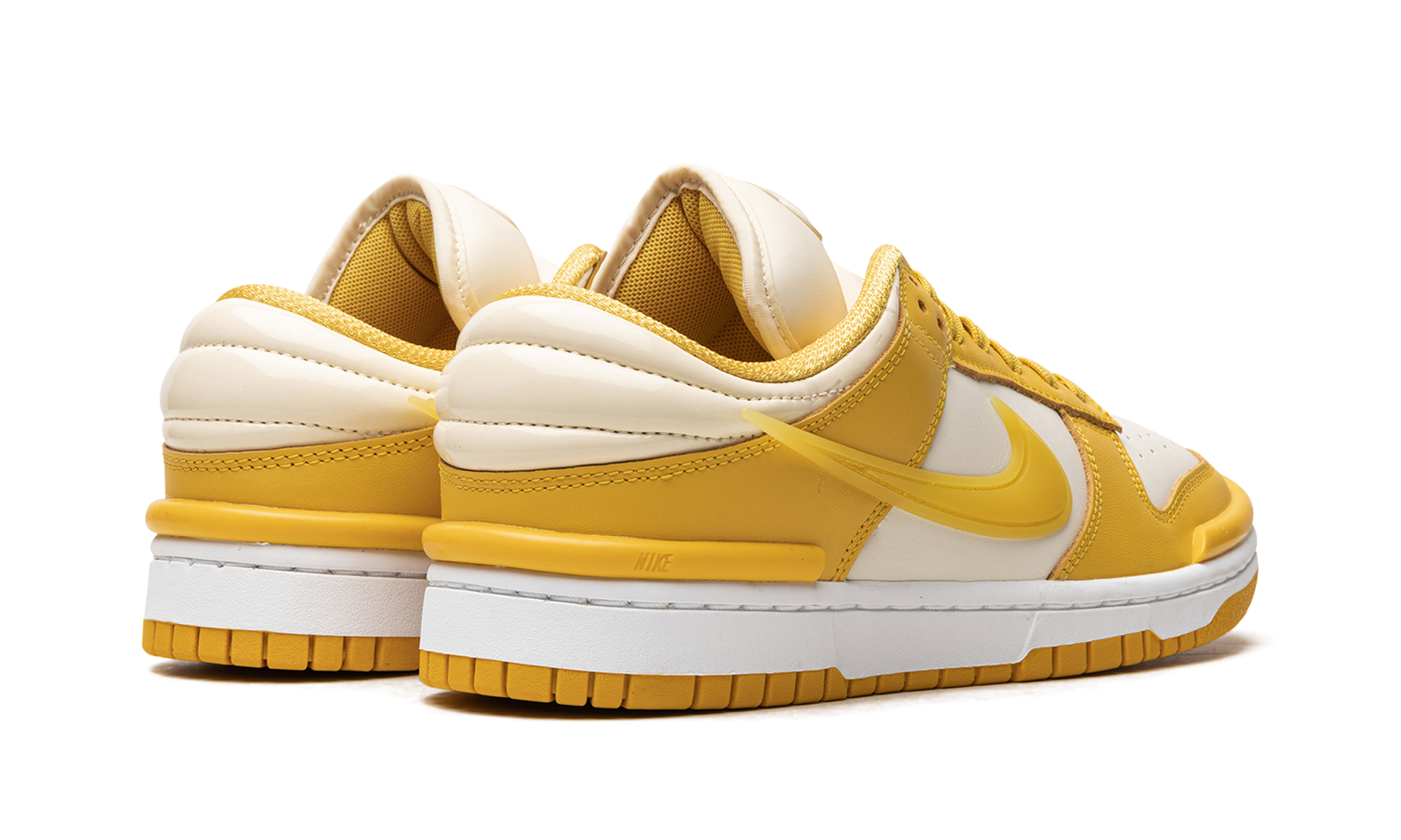 nike dunk low twist vivid sulfur women s+DZ2794-100+diagnol right behind view