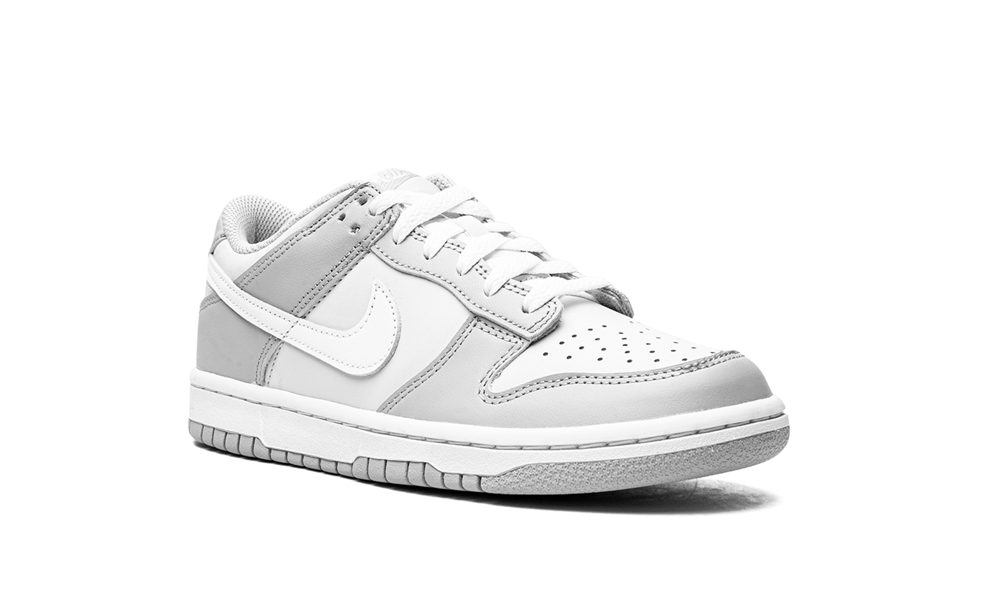 nike dunk low two toned grey gs+DH9765-001+diagnol right view