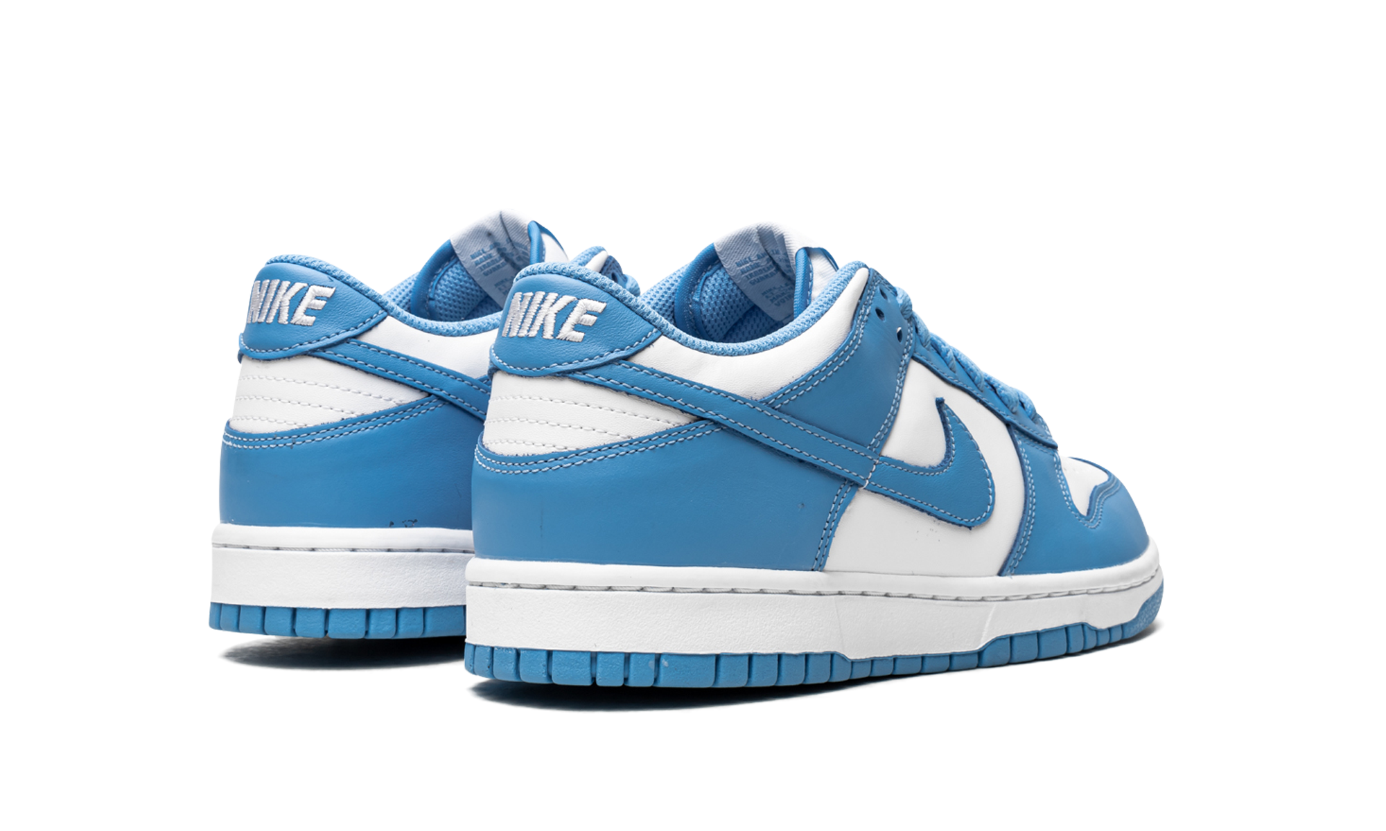 nike dunk low unc gs+CW1590-103+diagnol right behind view