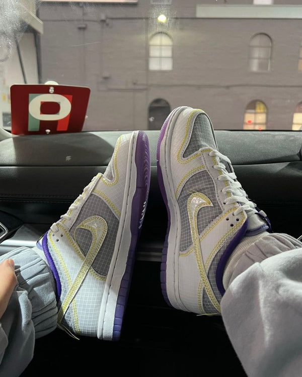 Nike Dunk Low Union Passport Pack Court Purple, Lifestyle View 1, SKU DJ9649-500