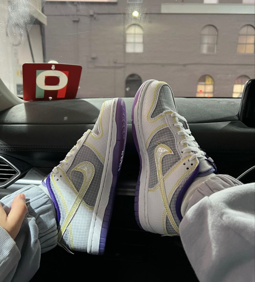 Nike Dunk Low Union Passport Pack Court Purple, Lifestyle View 1, SKU DJ9649-500
