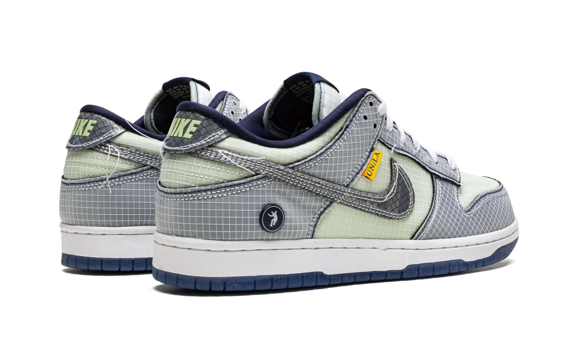 nike dunk low union passport pack pistachio+DJ9649-401+diagnol right behind view