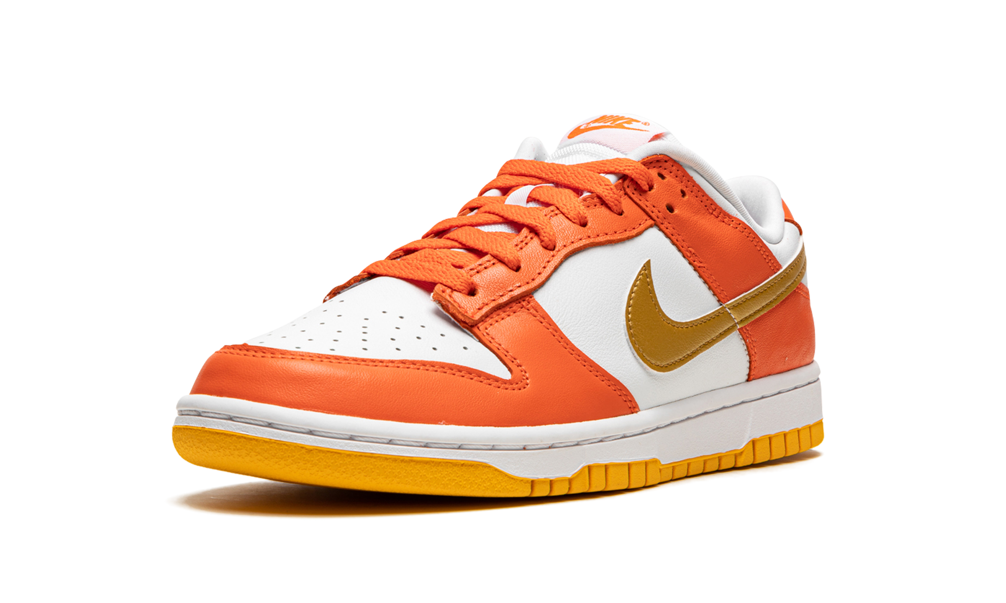 nike dunk low university gold women s+DQ4690-800+left diagnol single view