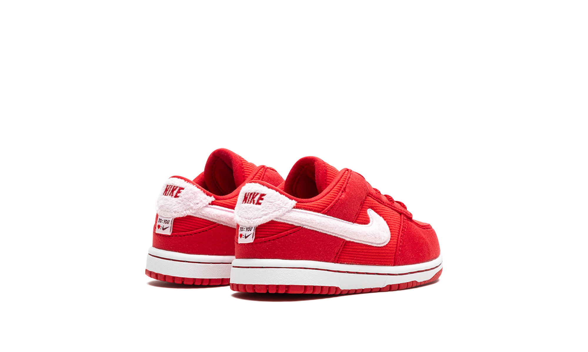 nike dunk low valentine s day 2024 td+FZ3551-612+diagnol right behind view