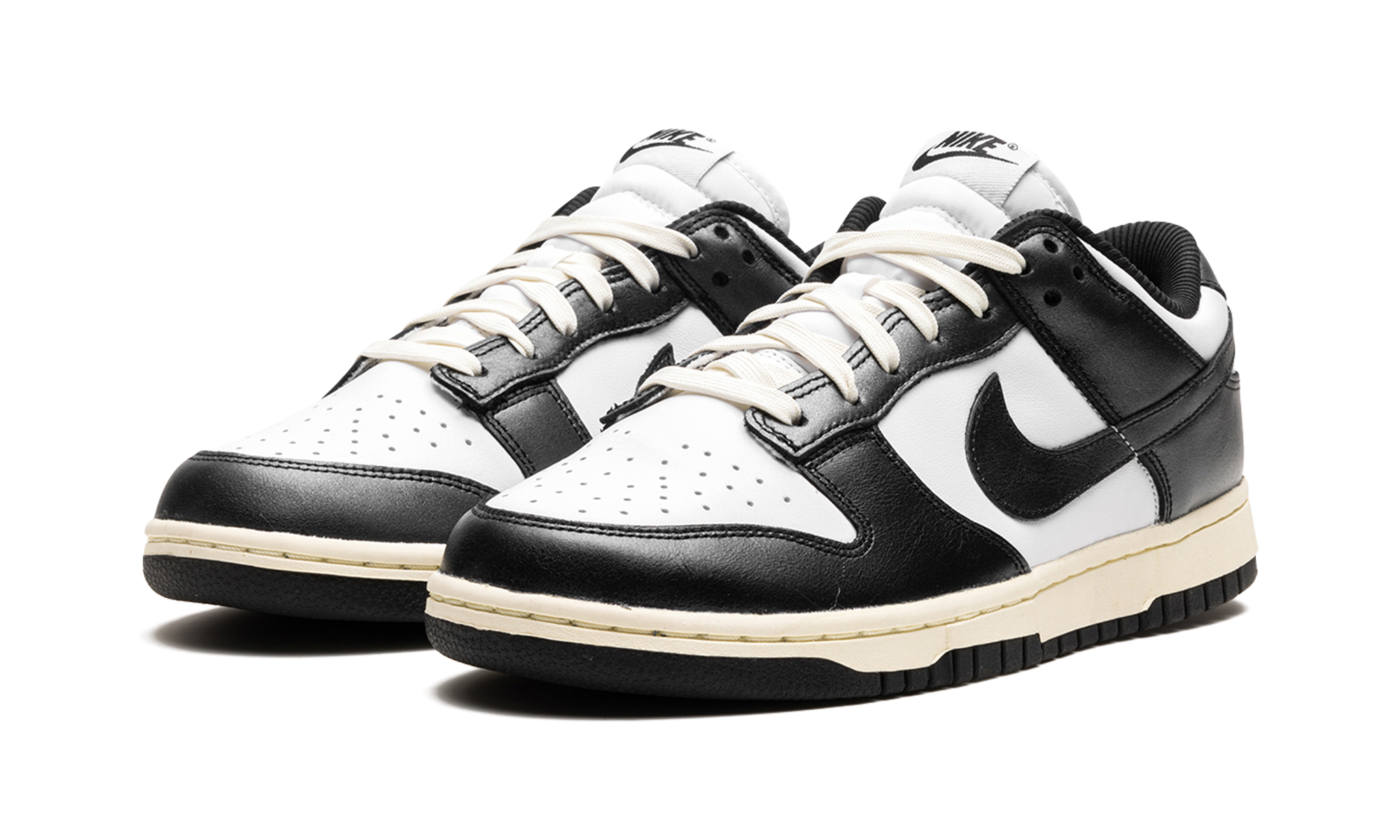 nike dunk low vintage panda women s+FQ8899-100+diagnol left view