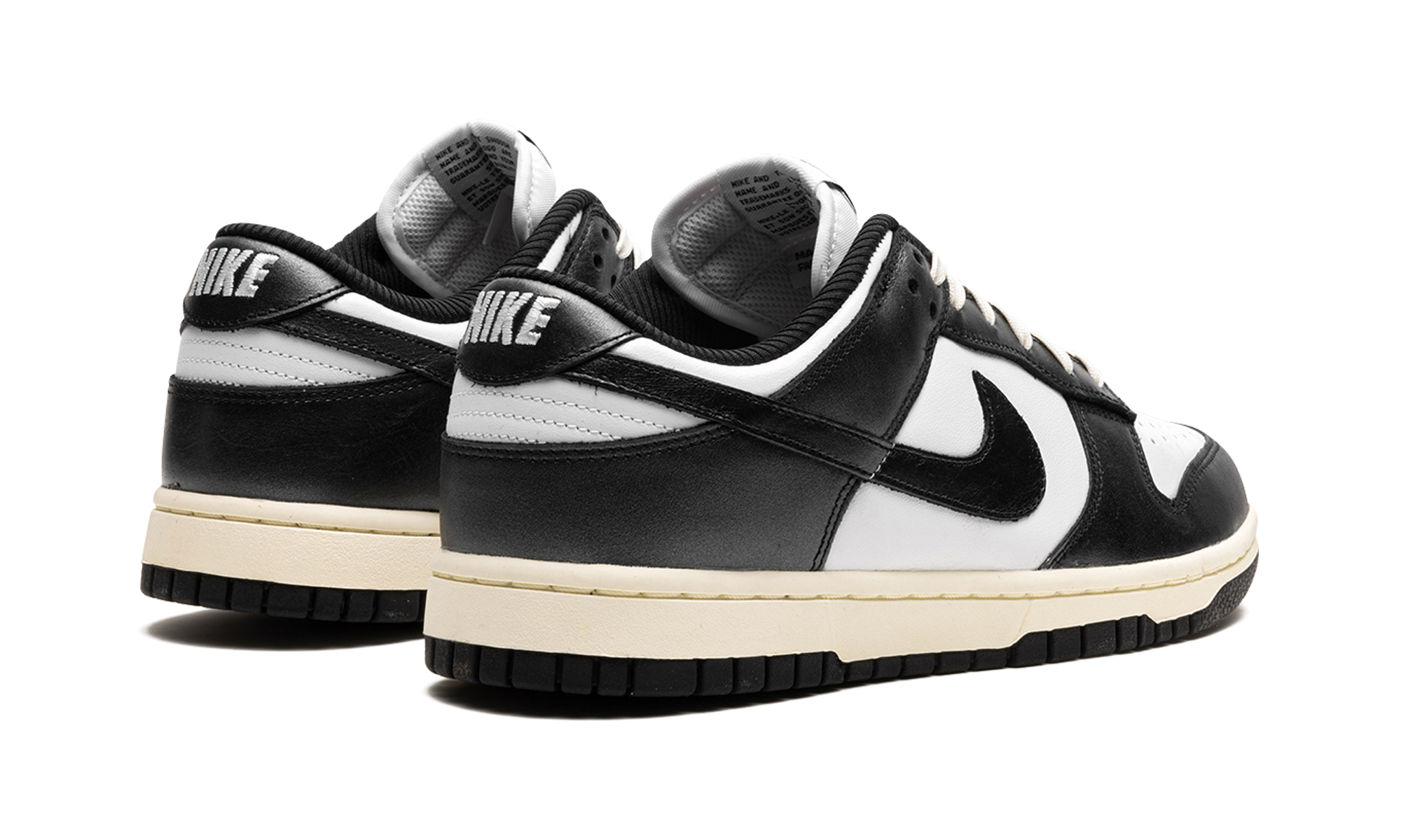 nike dunk low vintage panda women s+FQ8899-100+diagnol right behind view