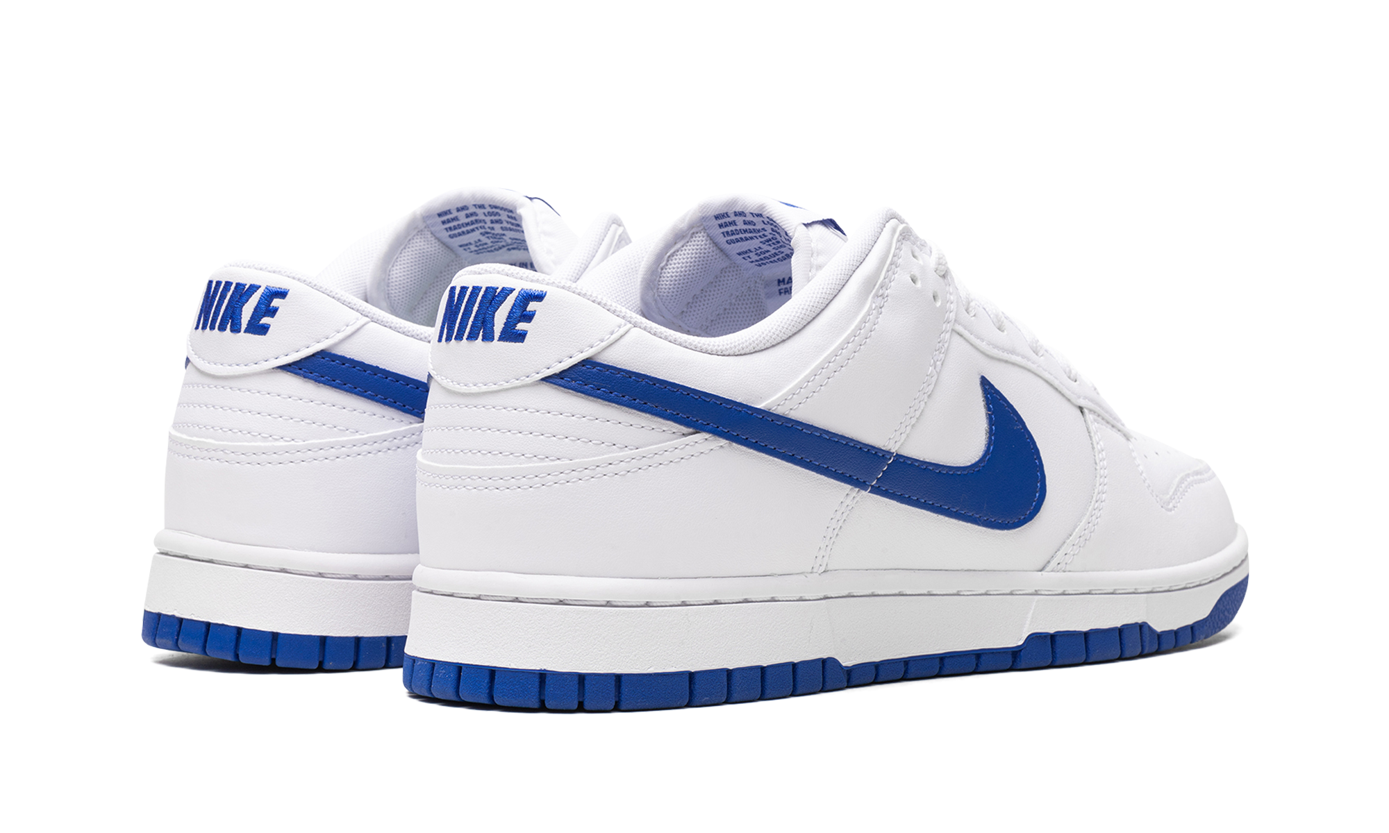 nike dunk low white hyper royal+DV0831-104+diagnol right behind view